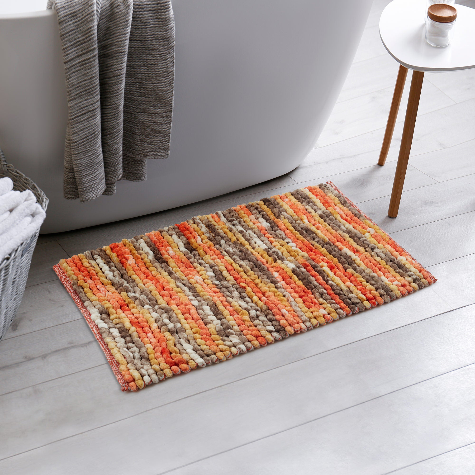 Emilia Micro Chenille Multipurpose Loop Bath Mat 40x60 Cm in Rust Mustard Colour