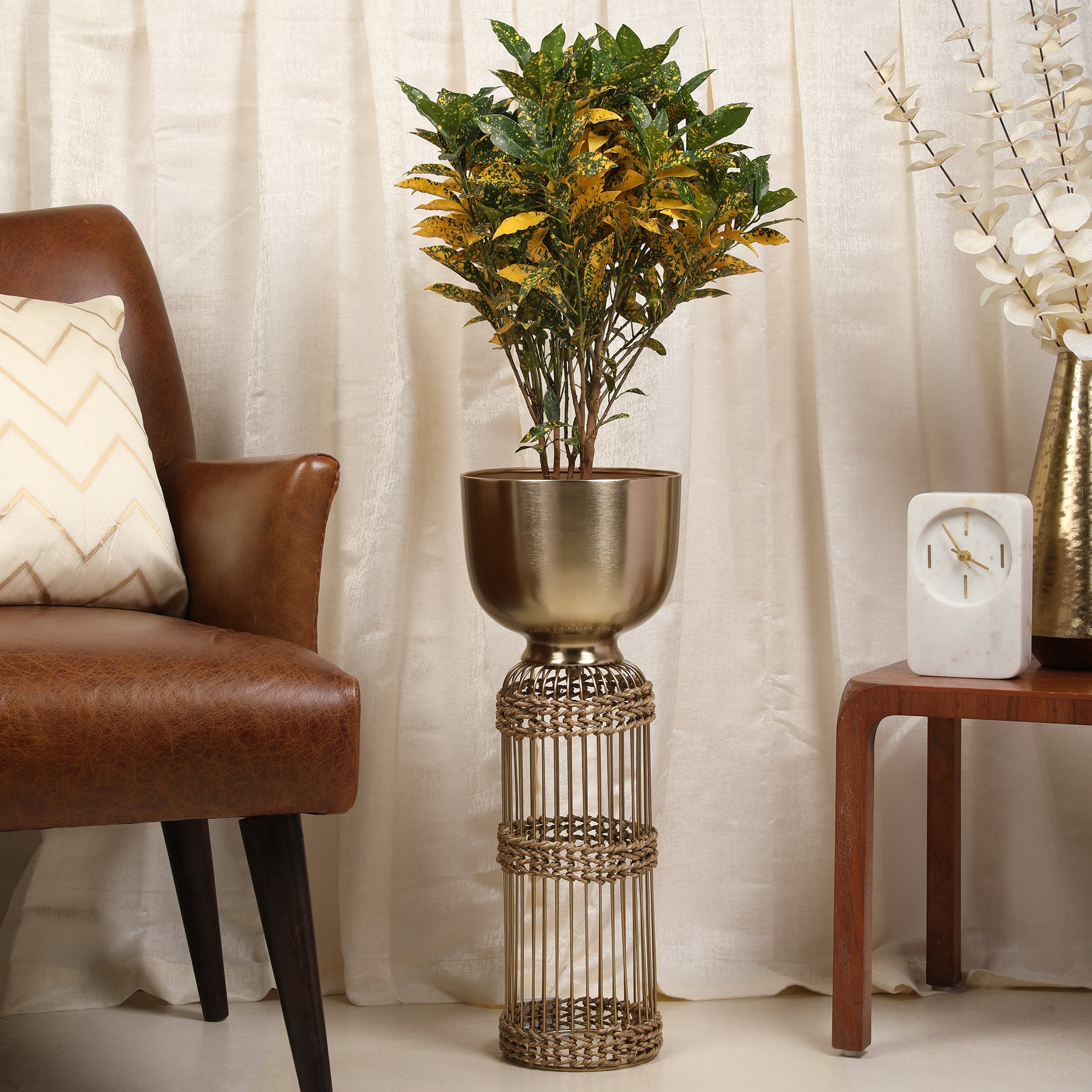 Cosmos Metal Planter 61 cm in Gold Colour