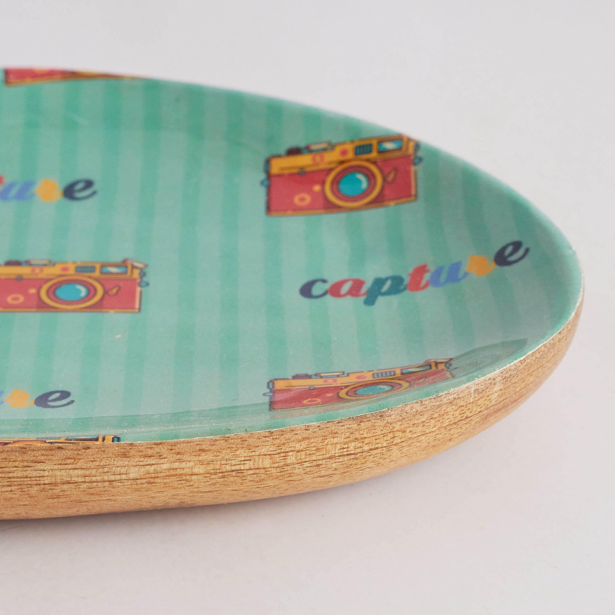 Milan Wooden Oval Serving Platter Small in Multi Colour