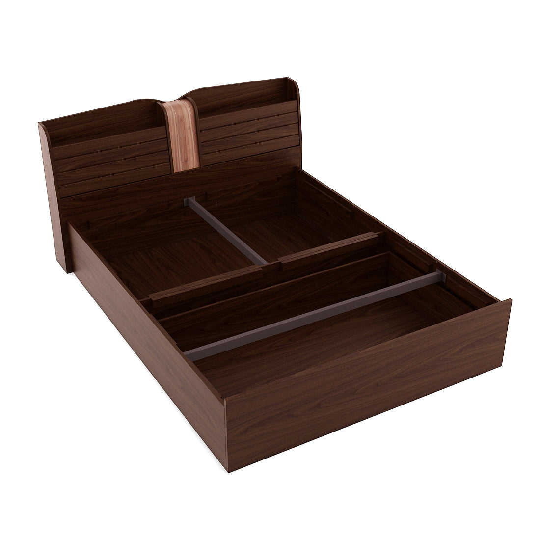 Magnum Engineered Wood King Bed with Box Storage in Urban Walnut Colour