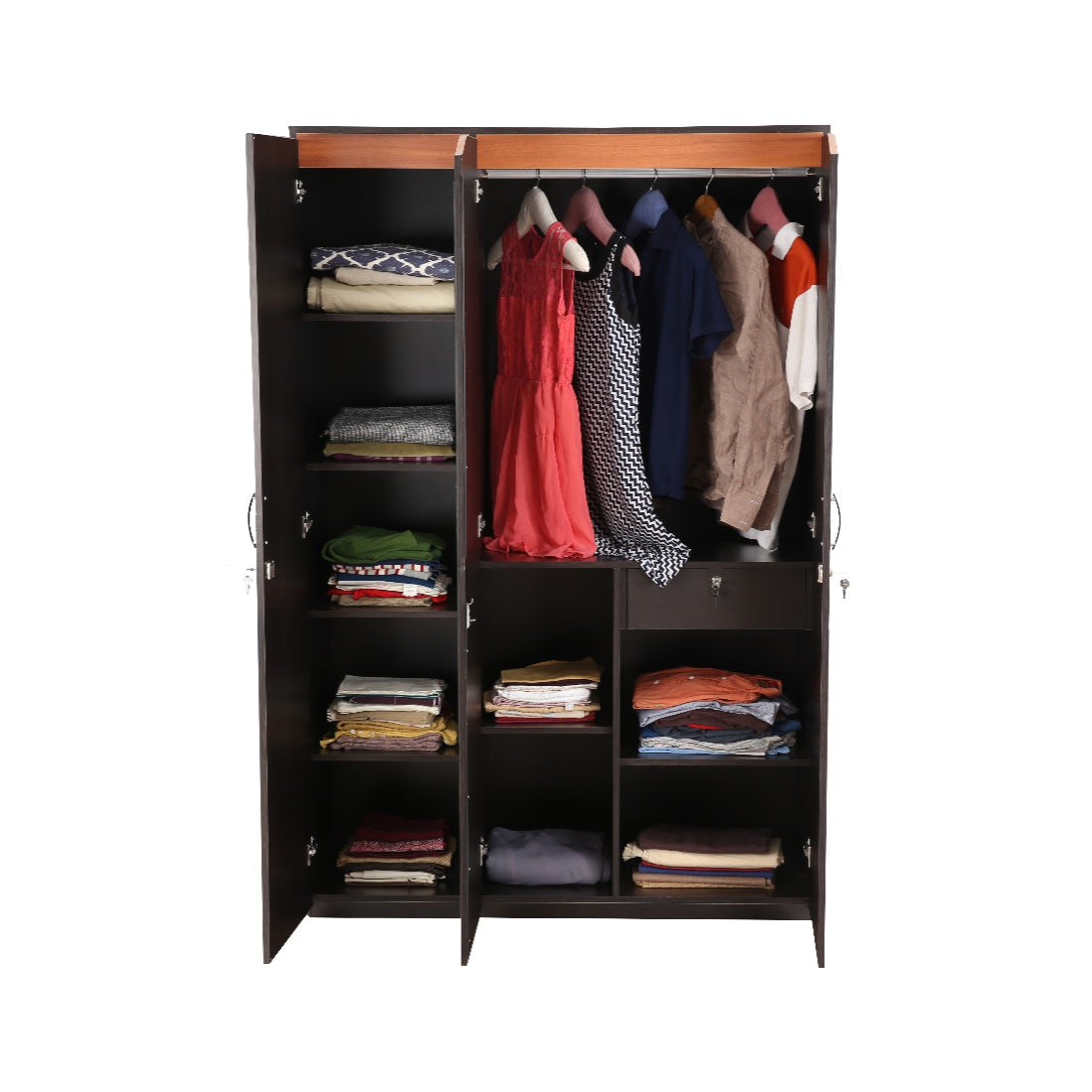 Swirl Three door Wardrobe in Wenge Colour