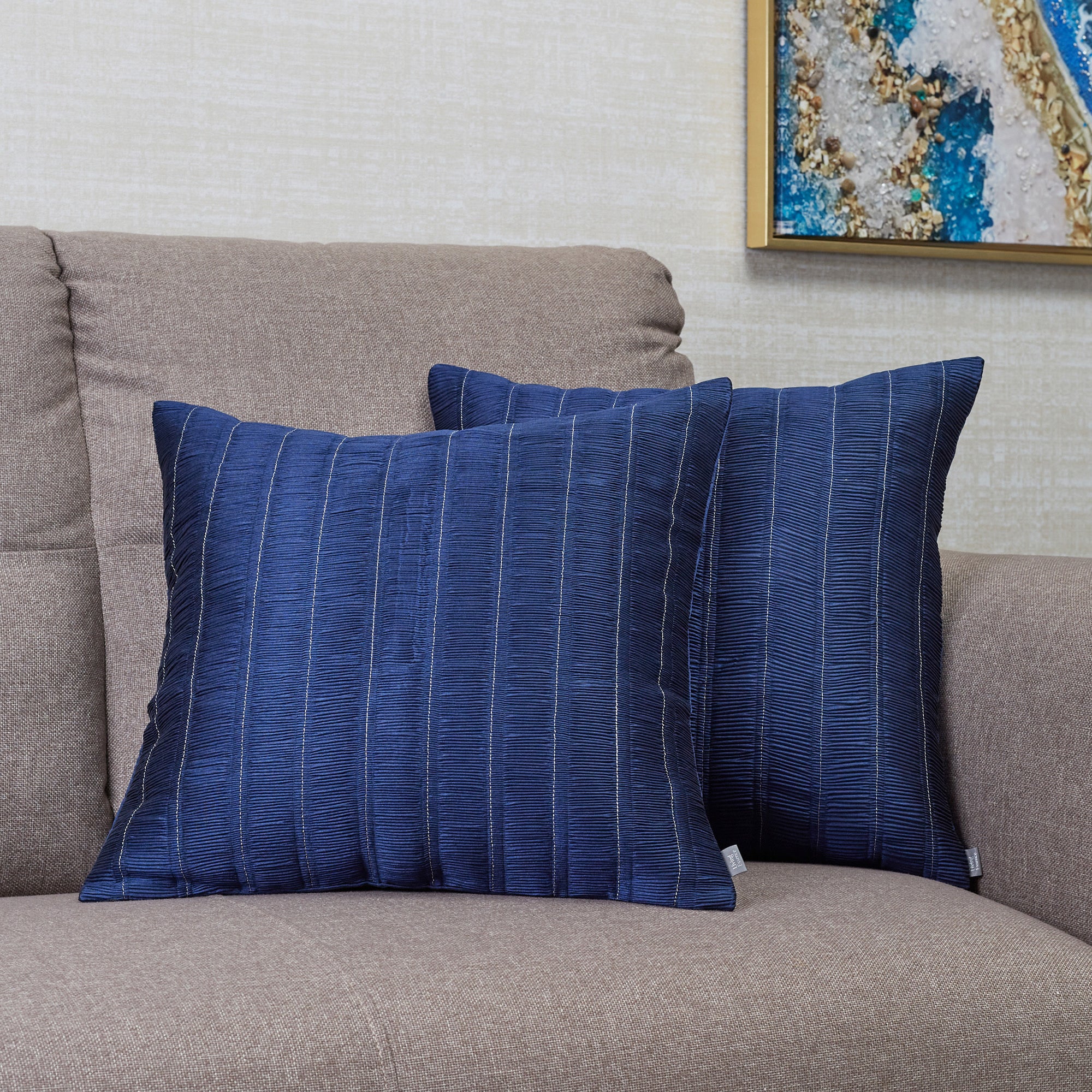 Fiesta Dupion Heatset Set of 2 Cushion Cover 40x40 Cm in Blue Colour