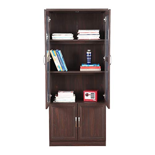 Camilla Engineered Wood Book Shelf with Door in Walnut Colour