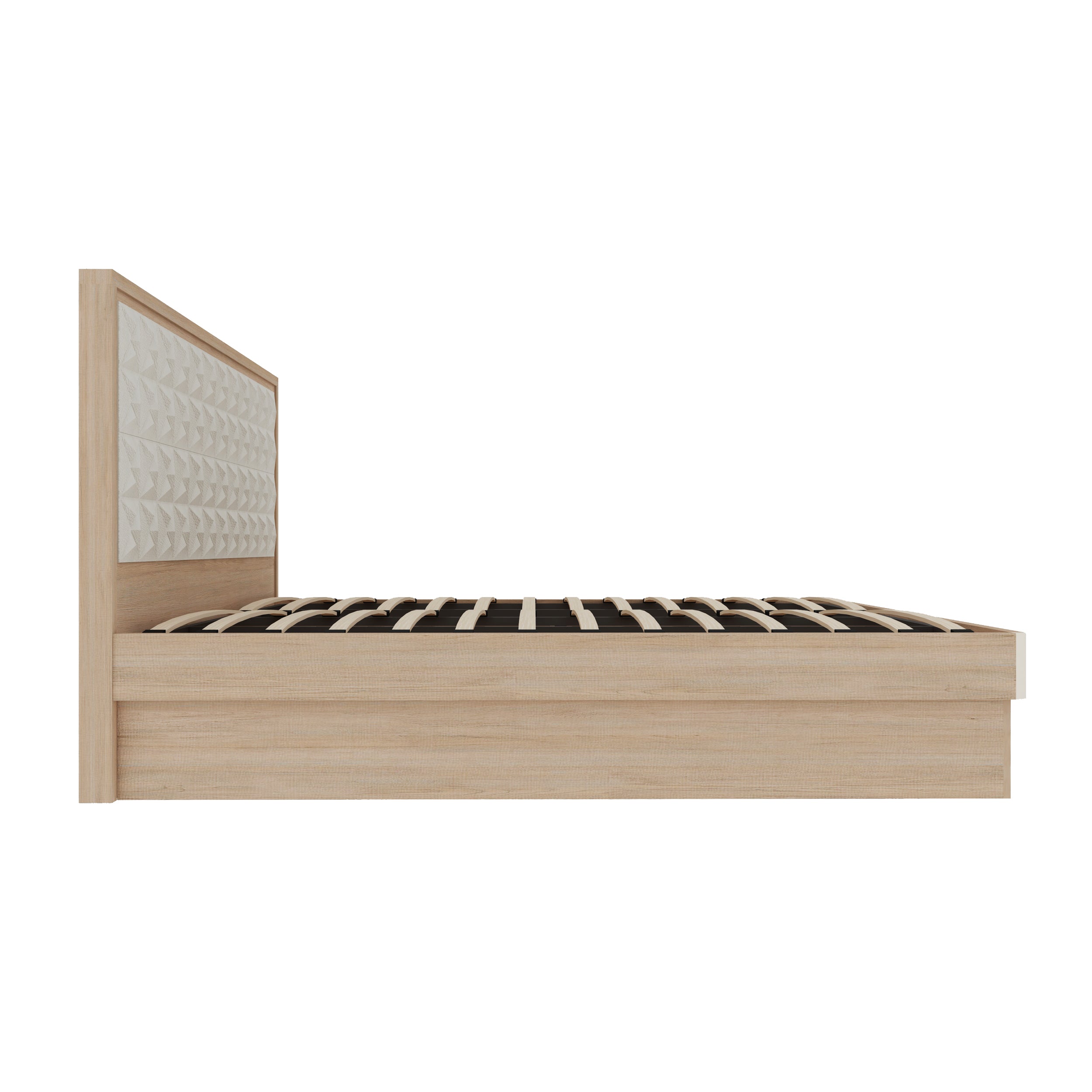 Jordan Queen Bed With Hydraulic storage in Sonam Oak & White Colour
