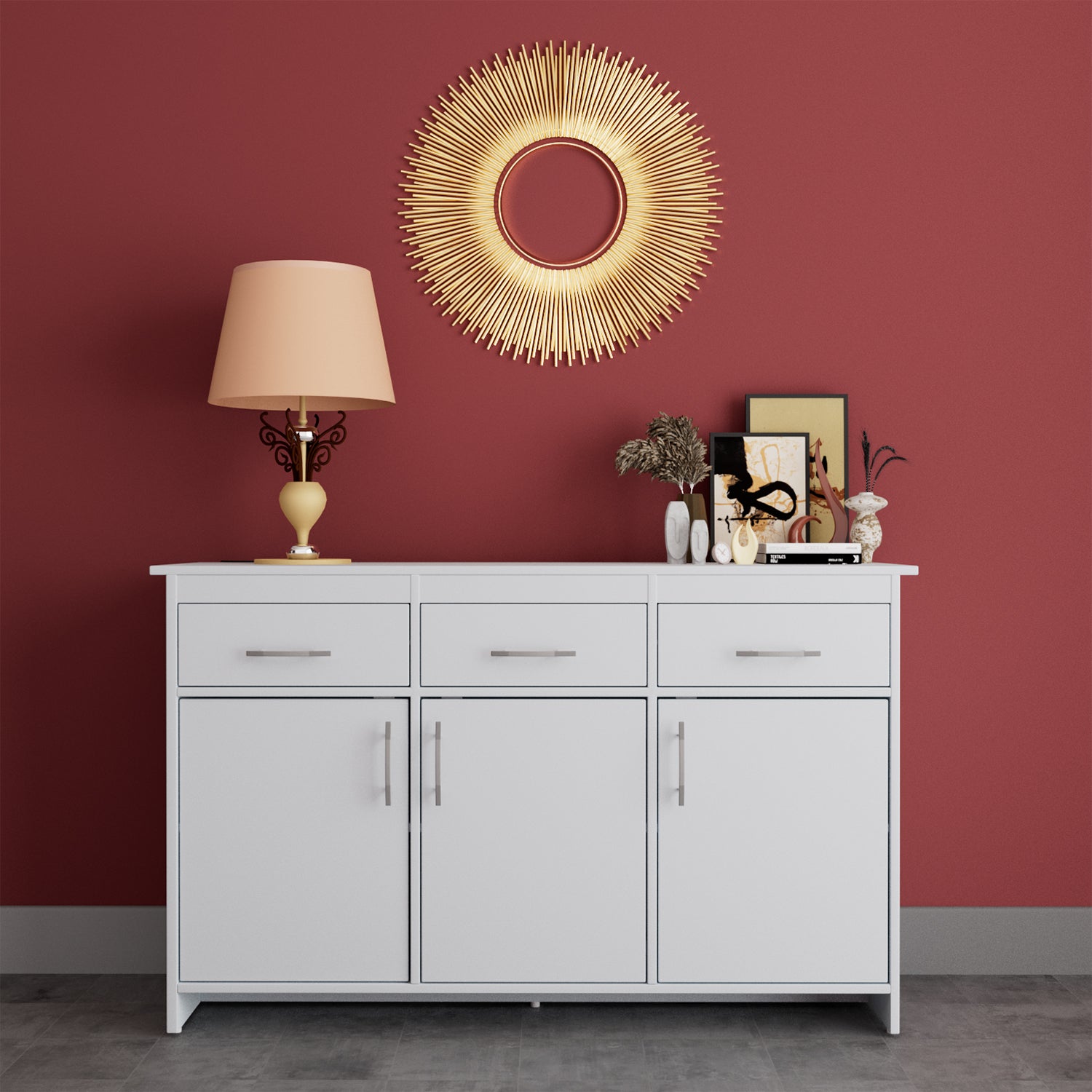 Albert Engineered Wood 3 Door Cabinet in White Colour