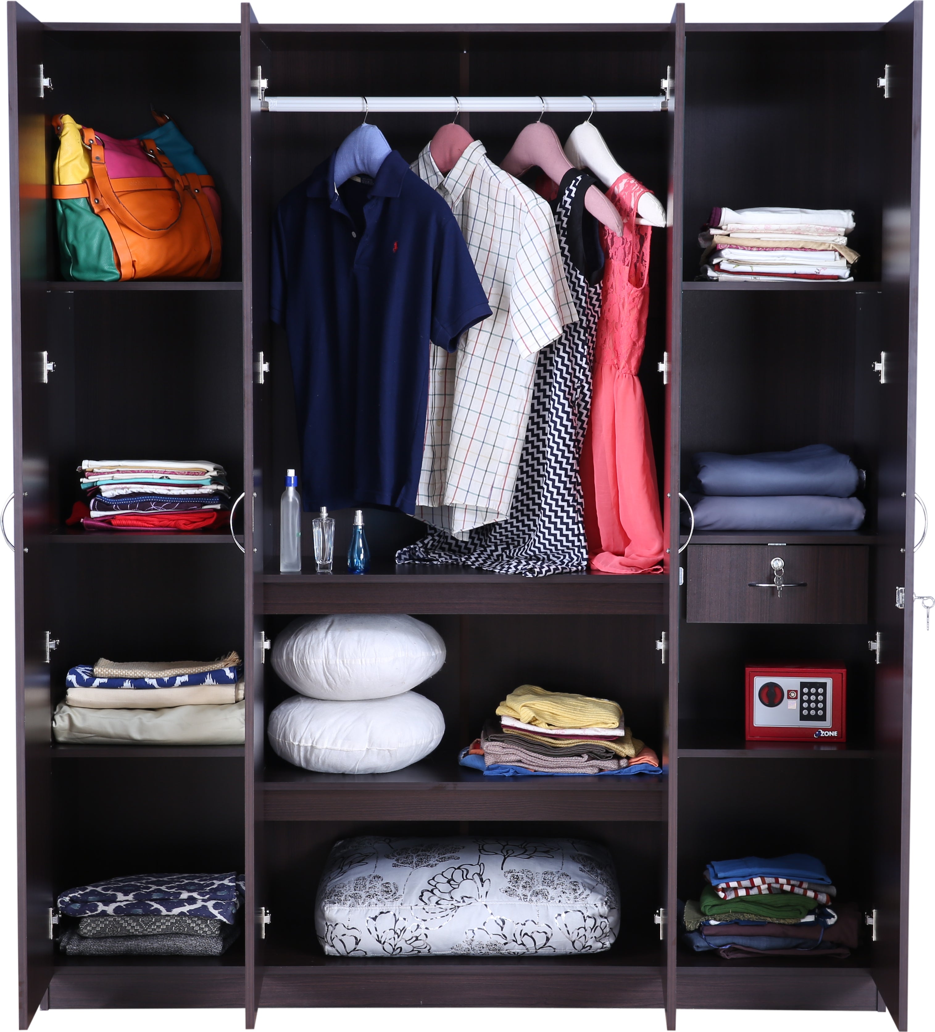 Allen 4 door wardrobe in Walnut Colour