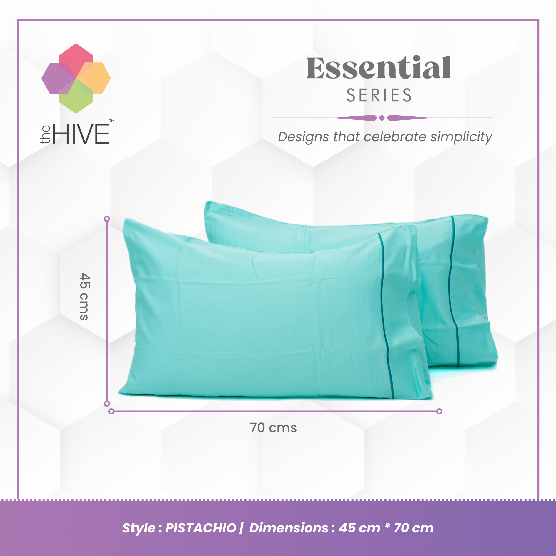Comfy Beds Set of 2 Pillow Covers Pistachio, 45x70cm