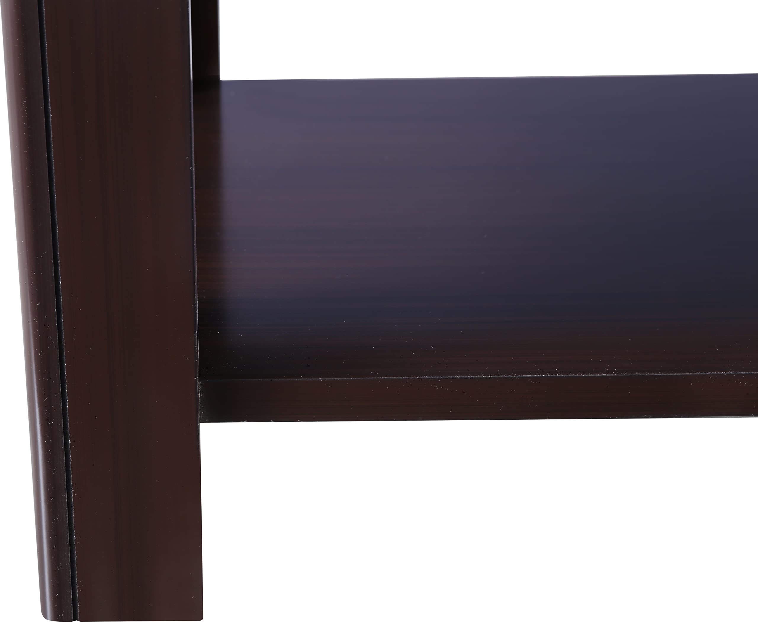 Maysville Glass Top Center Table in Walnut Colour
