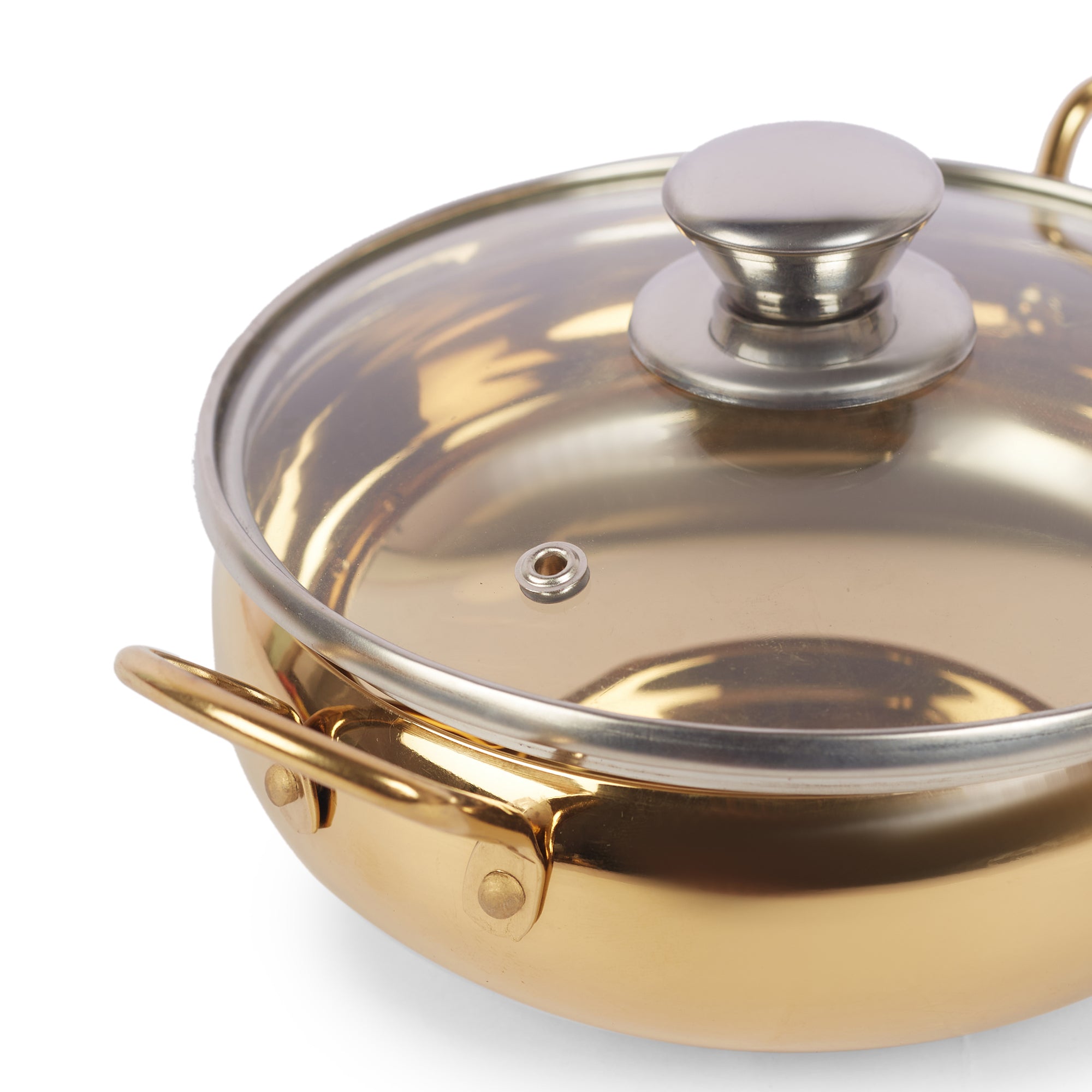 Sapphire Stainless Steel Serving Handi Set of 2 in Gold & Silver Colour by Living Essence