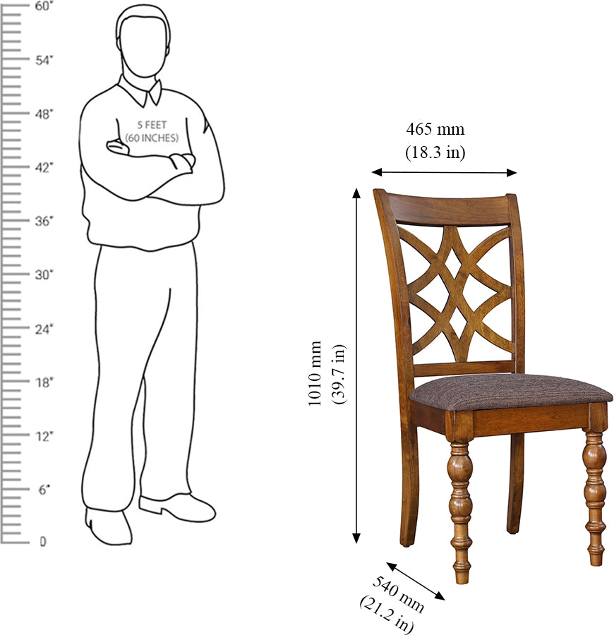 Tobago Solidwood Dining Chair Set of 2 in Antique Walnut Colour