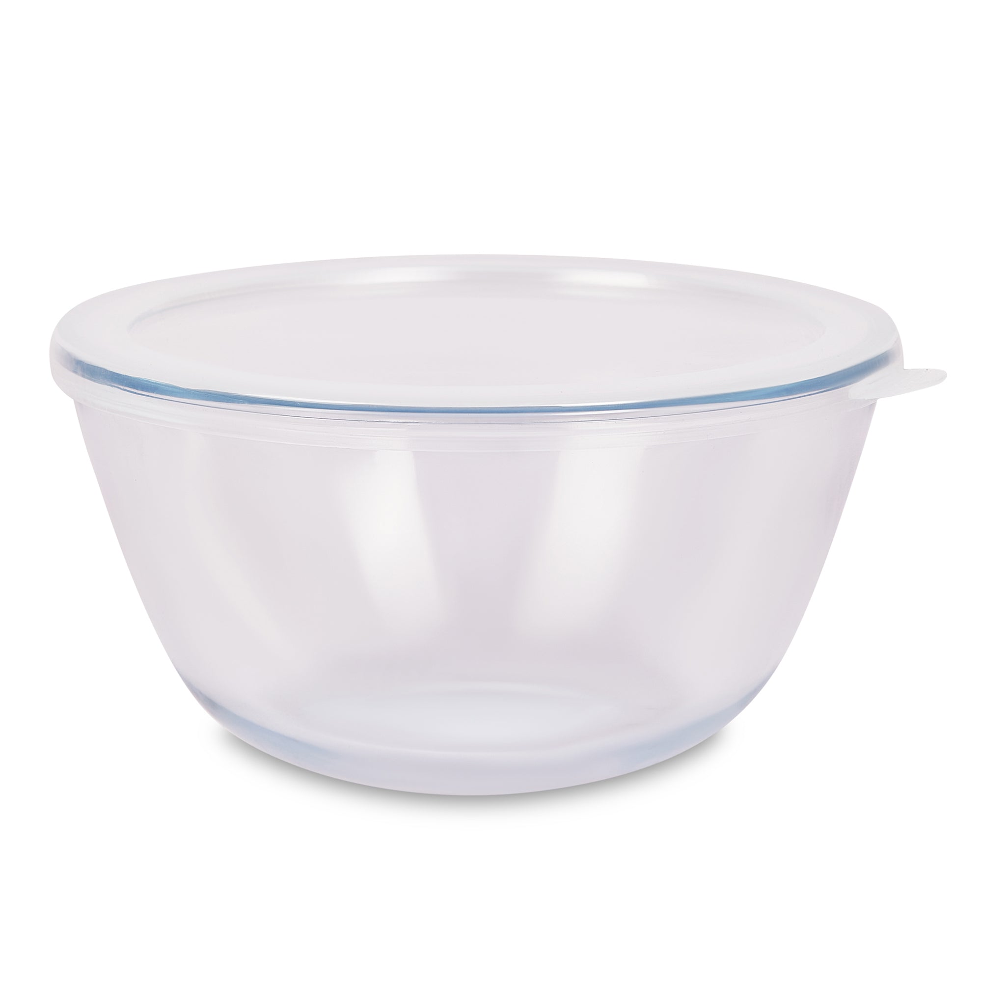 Fiesta Borosilicate Glass Mixing Bowl with Lid Set of 3 in Clear Colour