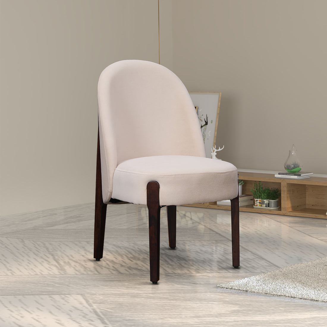 Cressida Solidwood Dining Chair Set Of 2 in Walnut Colour