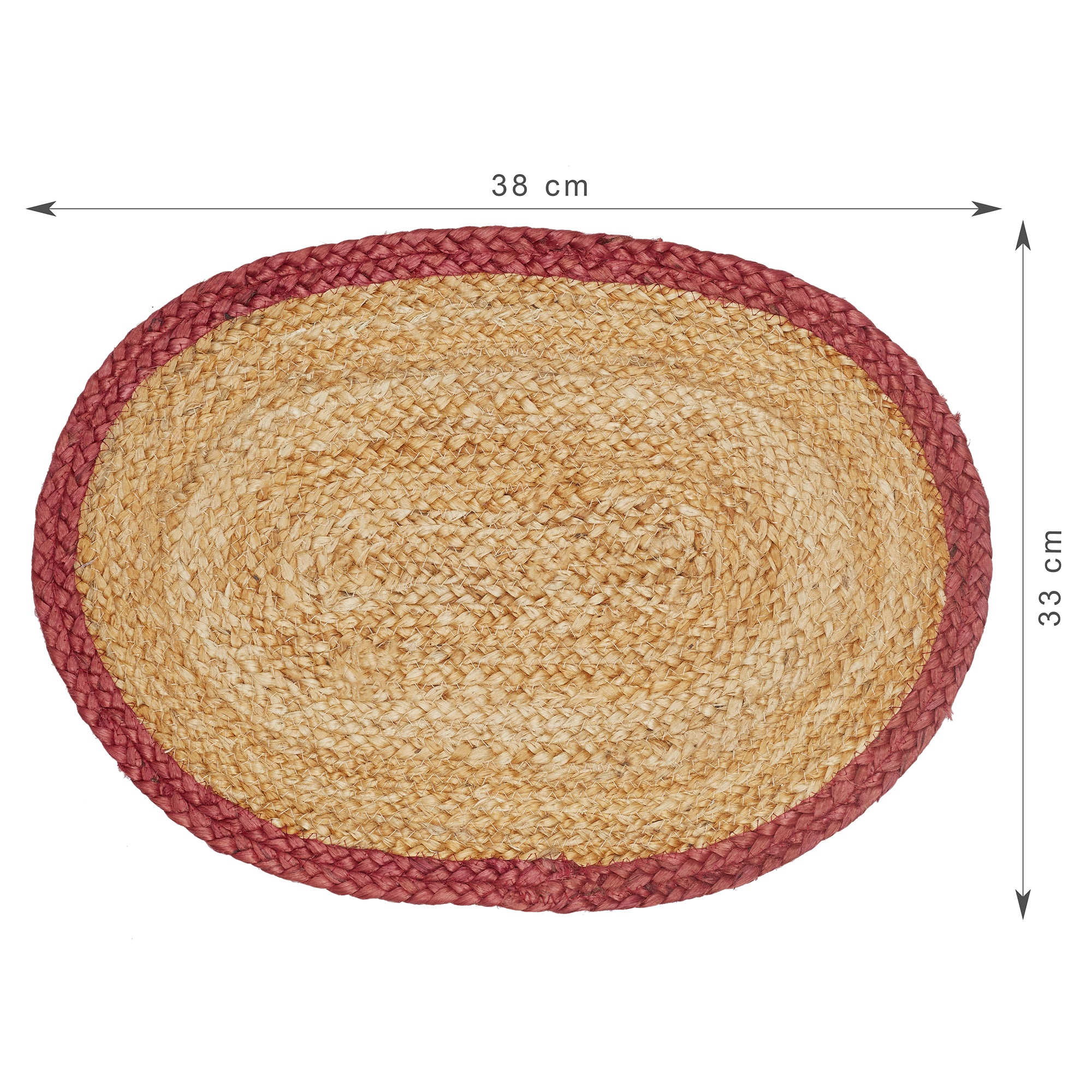 Boho  Handmade Jute Placemat 38x38 Cm in Natural & Rust Colour