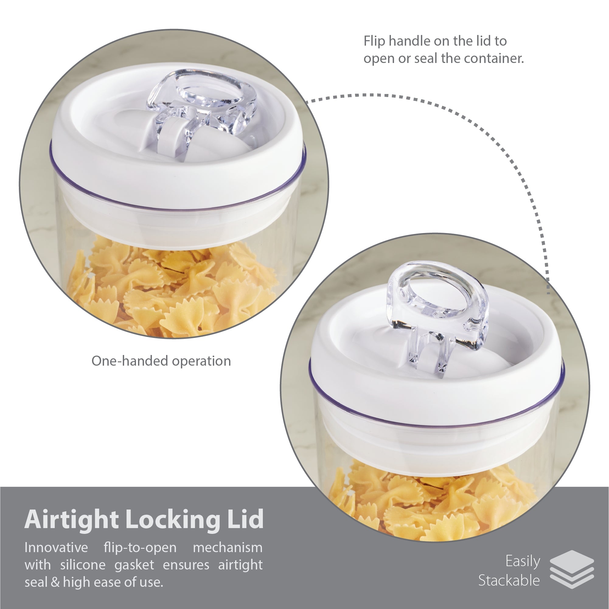 Robusto BPA Free Easy Lock Round Container 1700ml in Transparent & White Colour