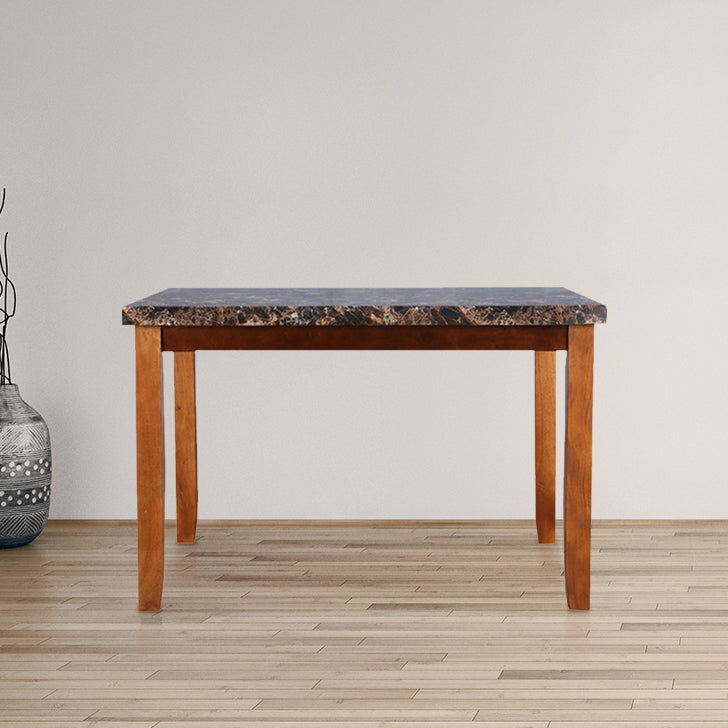 Eden Marble Finish Top 4 Seater Dining Table in Brown Colour