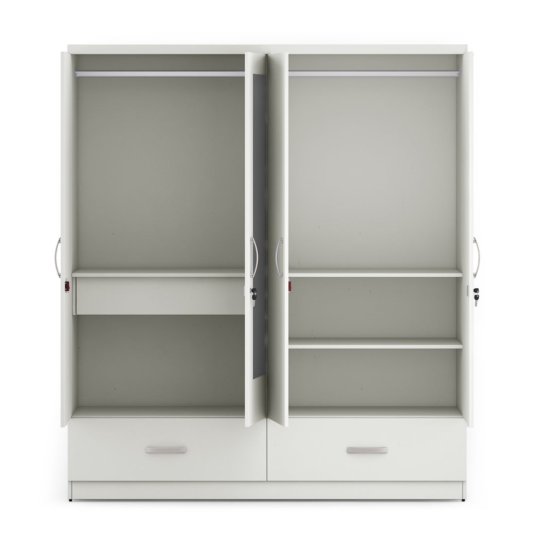 Utsav Four Door Wardrobe with Mirror in White Colour