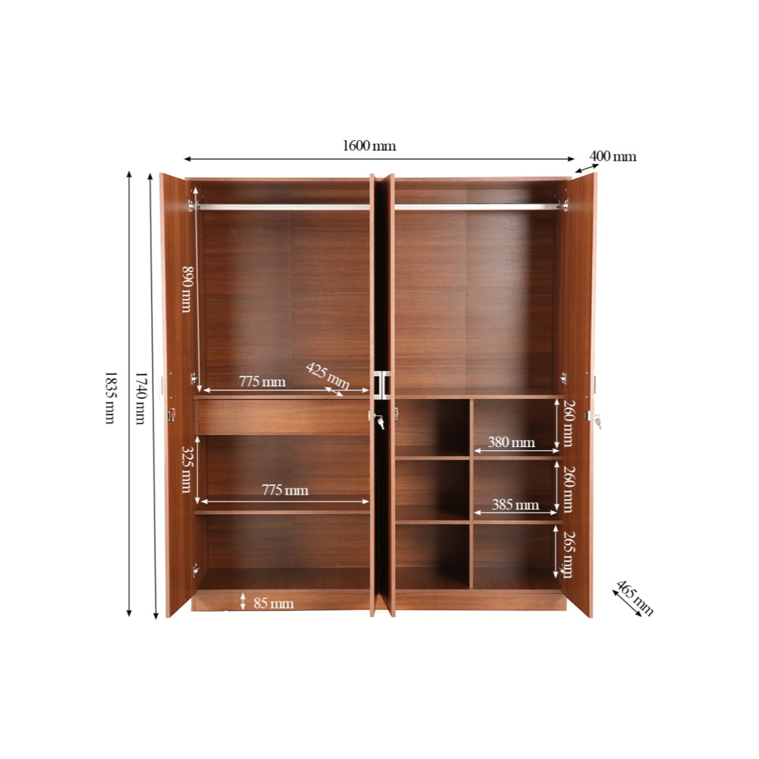 Premier 4 door wardrobe in Walnut Colour