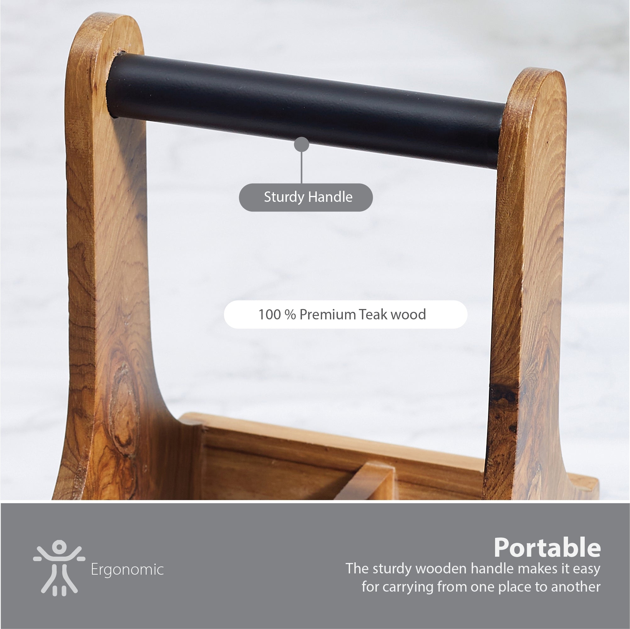Beautiful Kitchen Wood Cutlery Stand in Brown Colour