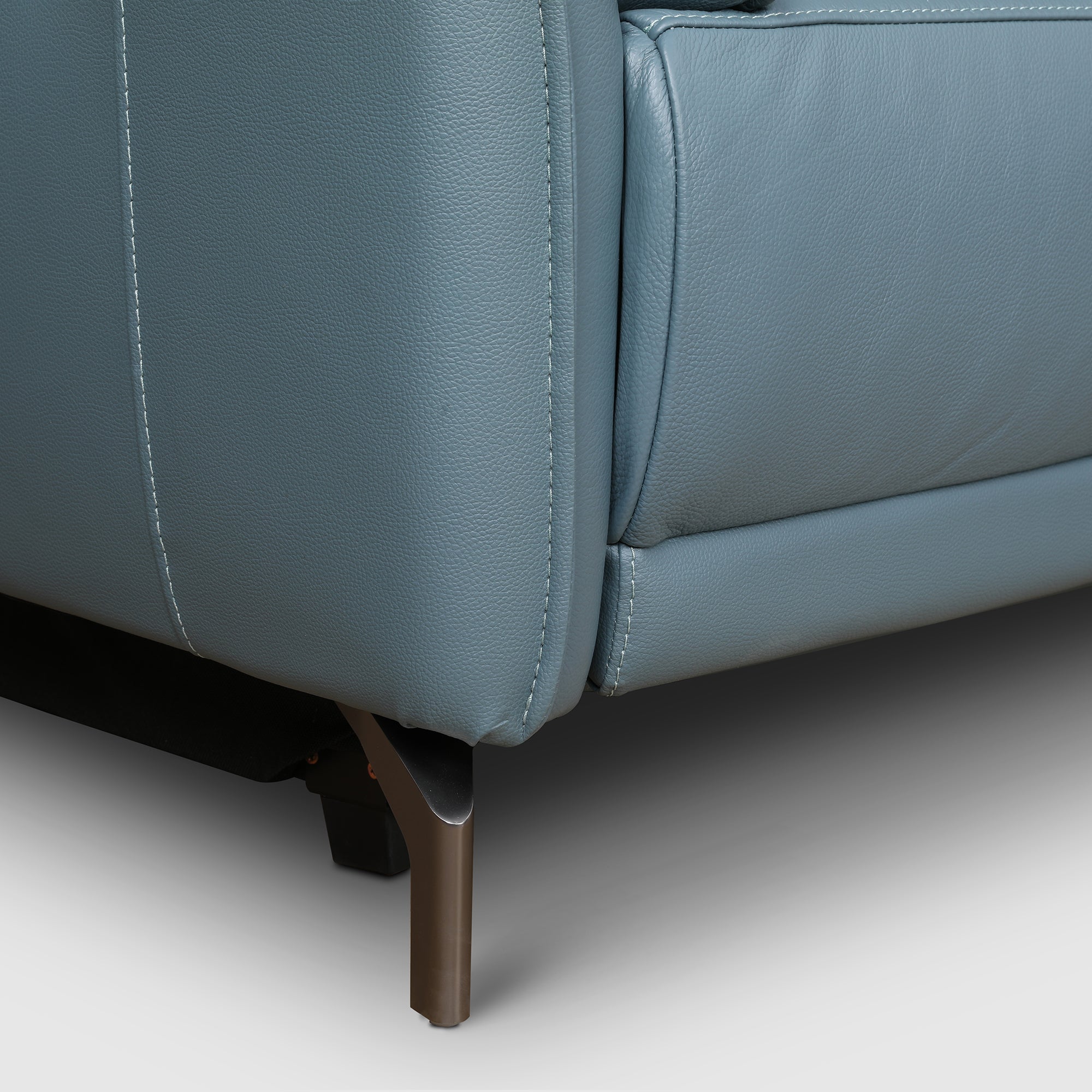 Emilia Half Leather Three seater Electric Recliner in Blue Colour