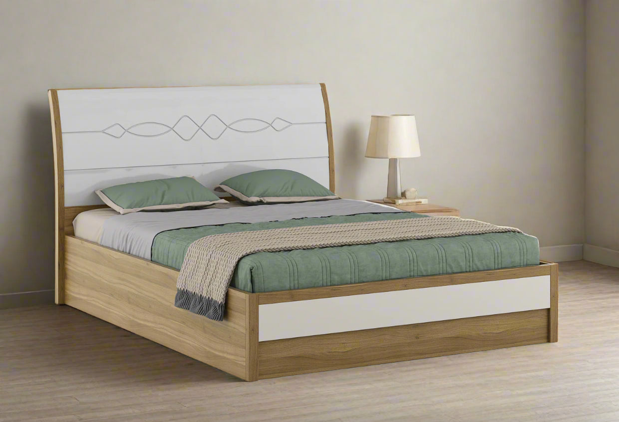 Pearl Queen Bed With 3/4th Hydraulic Storage in Ceramic High Gloss