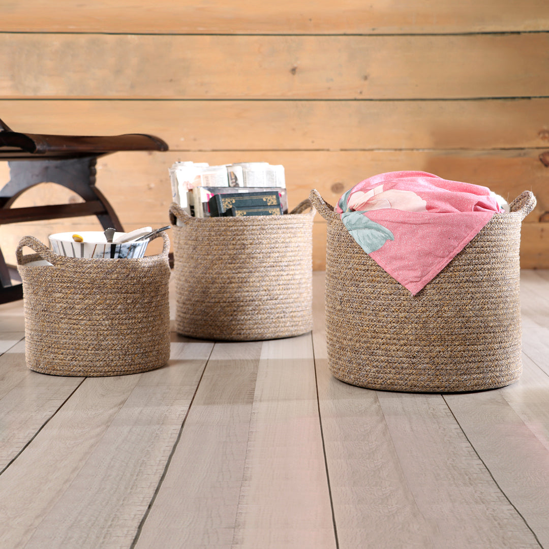 Kenso Polypropylene Organizer Bin Large in Beige Colour by Living Essence