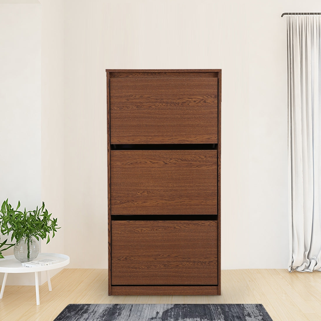 Alder Engineered Wood 3 tier Shoe Rack in Oak Colour