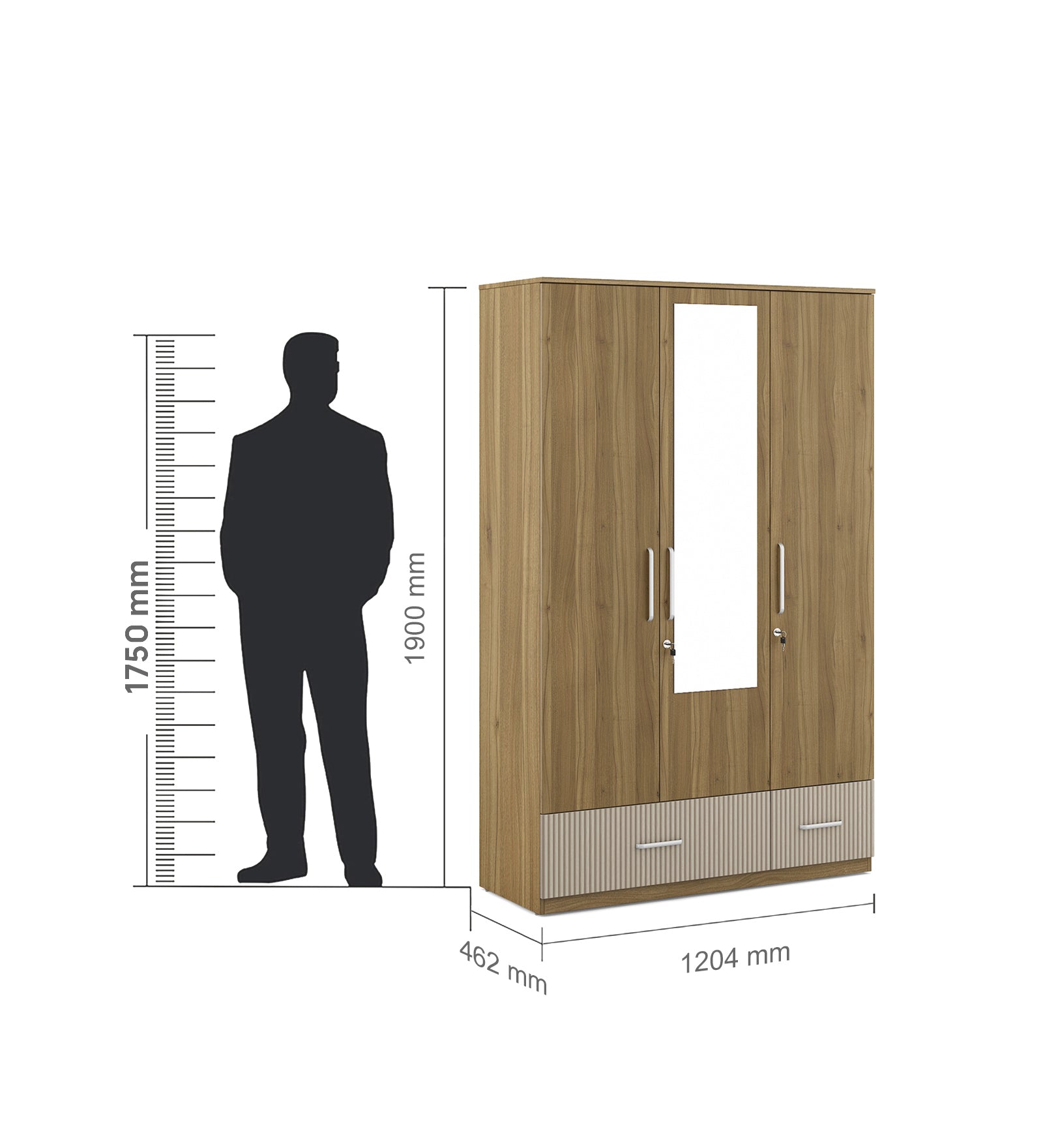 Diago King Bed Box Storage with Three Door Wardrobe Set