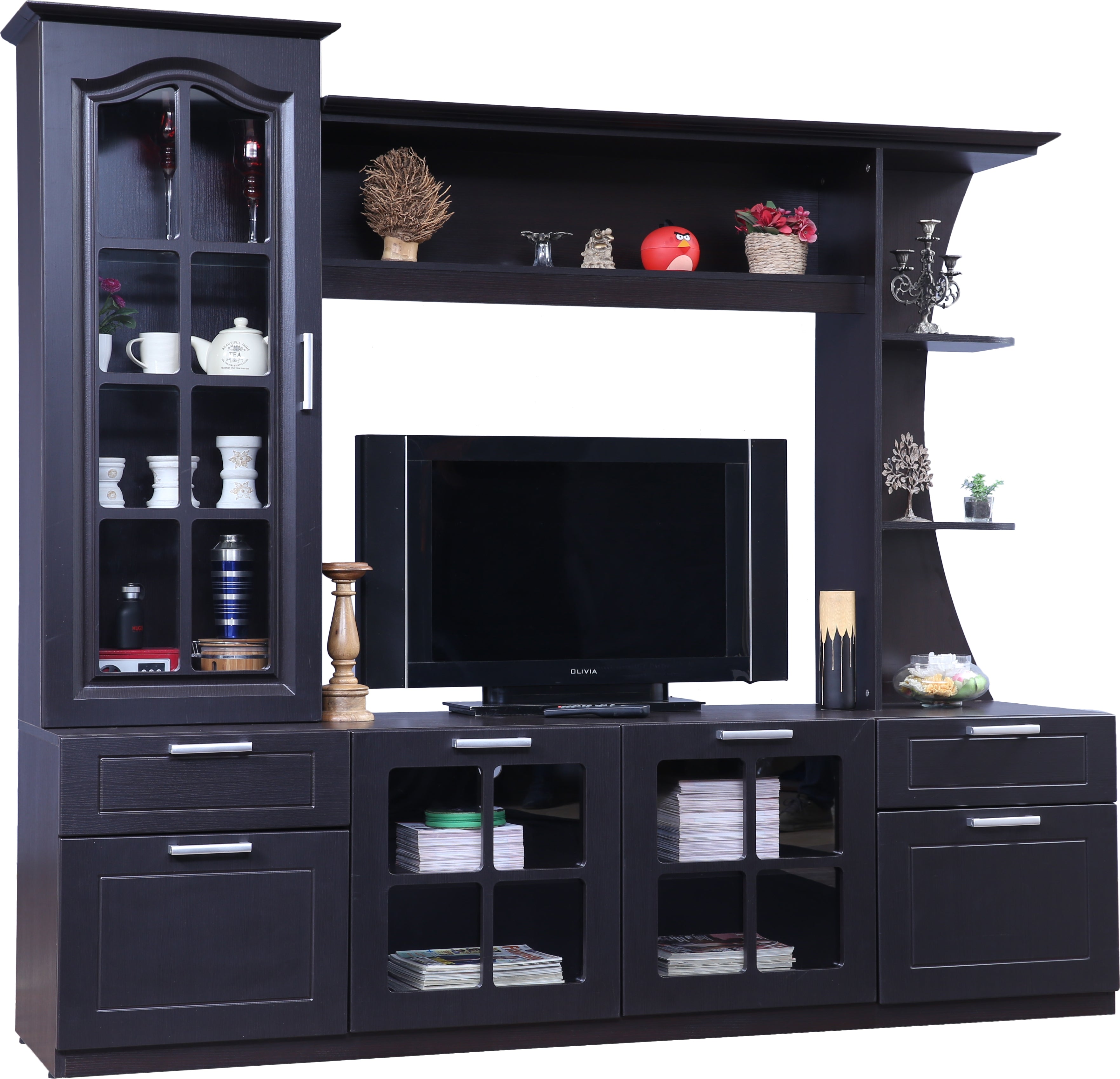 Mandrin Engineered Wood Wall Unit in Wenge Colour