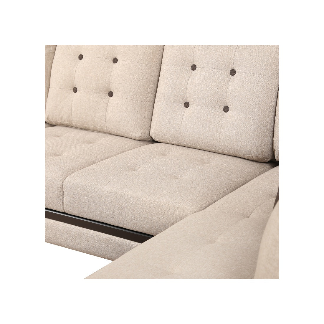 Garcia Fabric 3 Seater Sofa With Left Hand Side Lounger in Beige Colour
