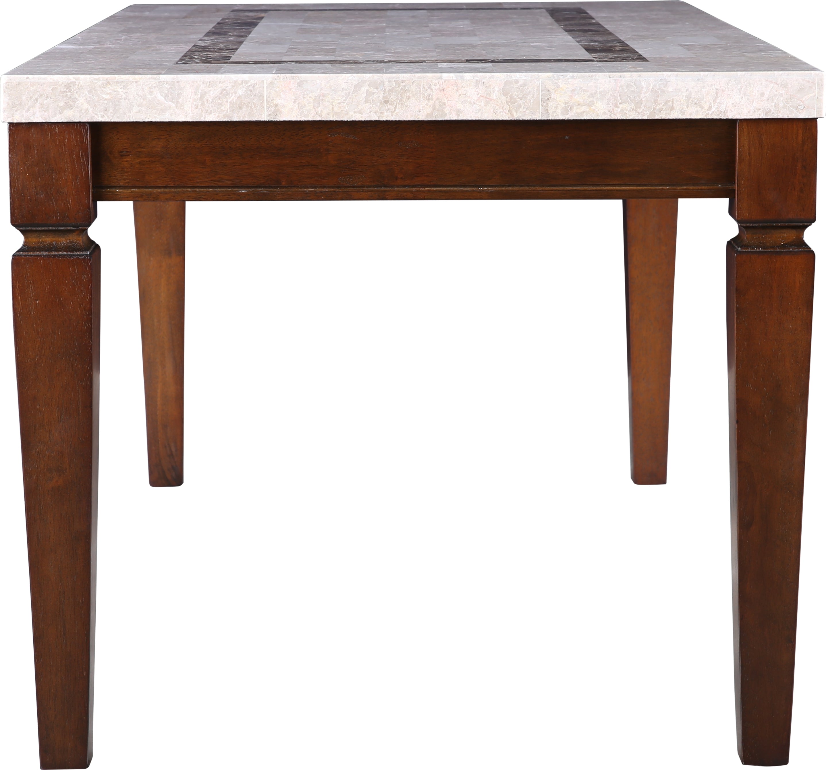 Bliss Marble Top 6 Seater Dining Table with Inlay in Beige Colour