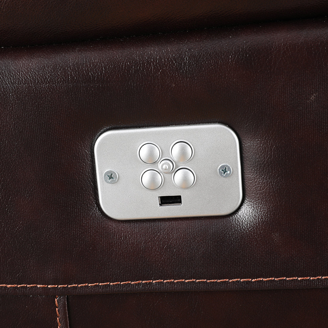 Plush Half Leather Two Seater Electric Recliner in Burgundy Colour
