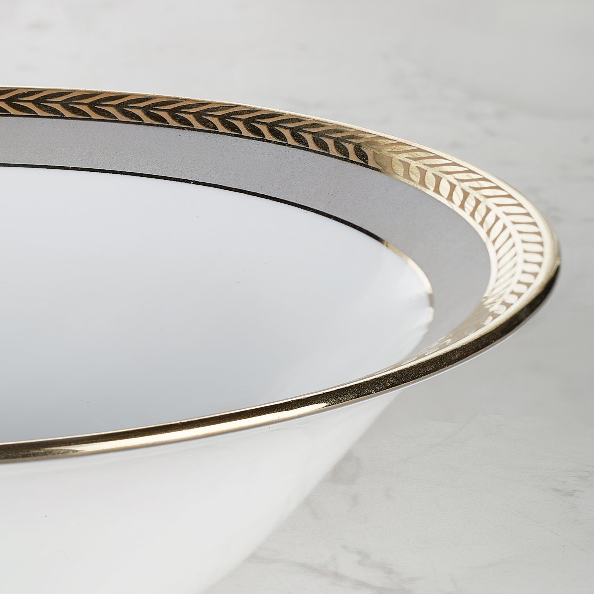 Amour Real Gold-Plated Bone China Diana Serving Bowl in Grey & White Colour