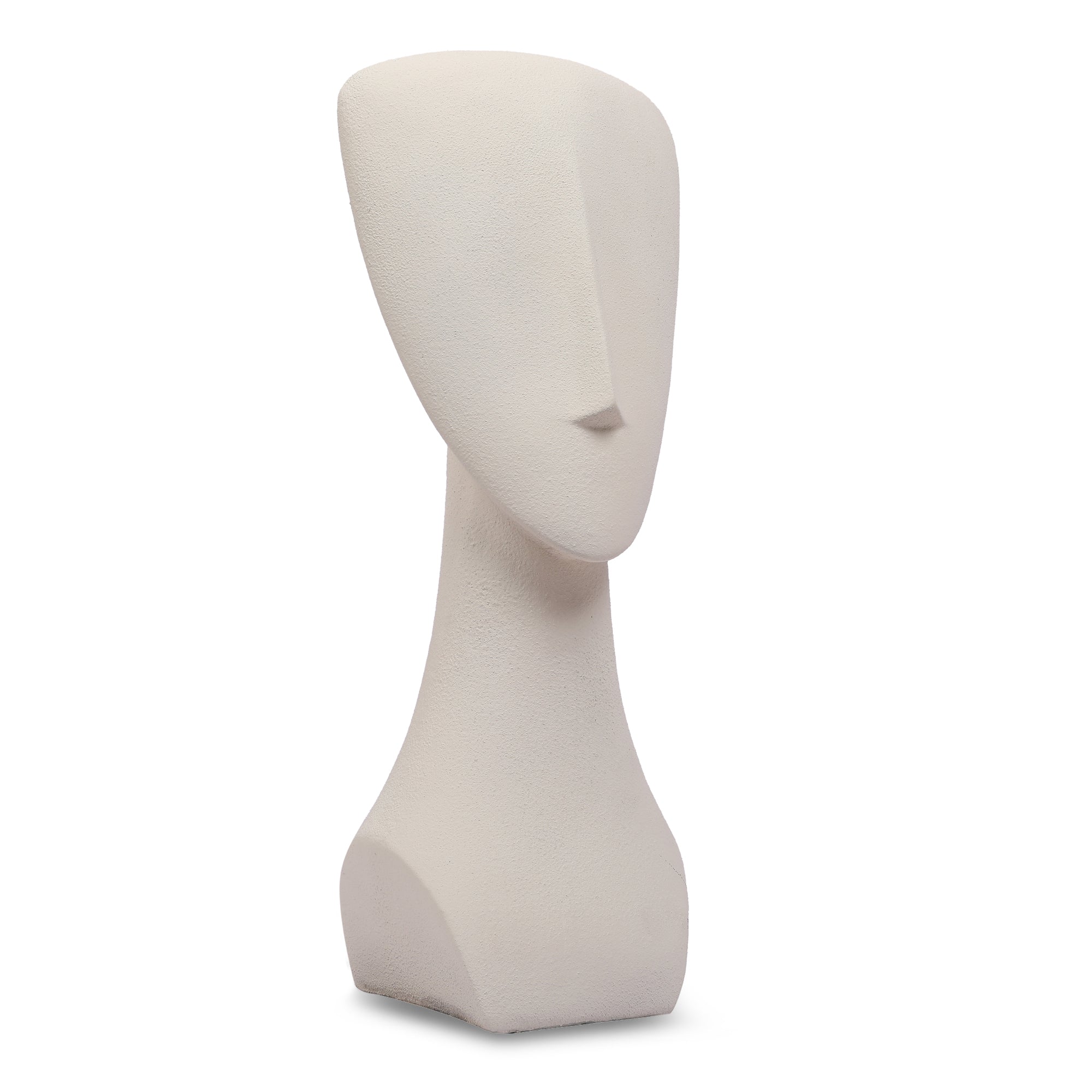 Miraya Modern Textured Face Polyresin Hand Finished Figurine Ivory 37cm by Living Essence