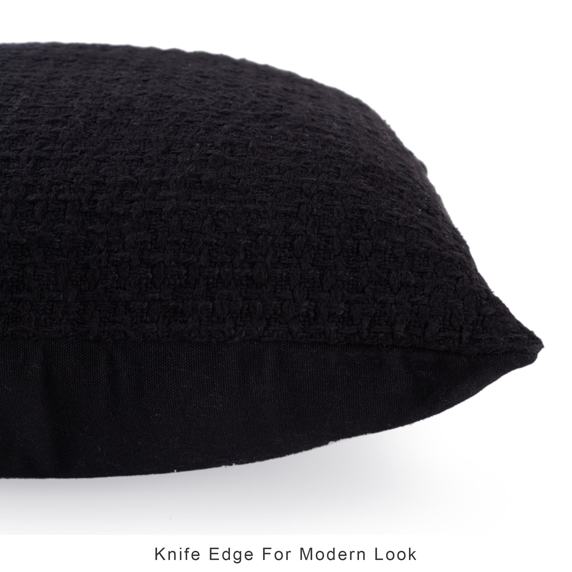Ebony  Solid Textured Cushion Cover 45x45 Cm in Black Colour