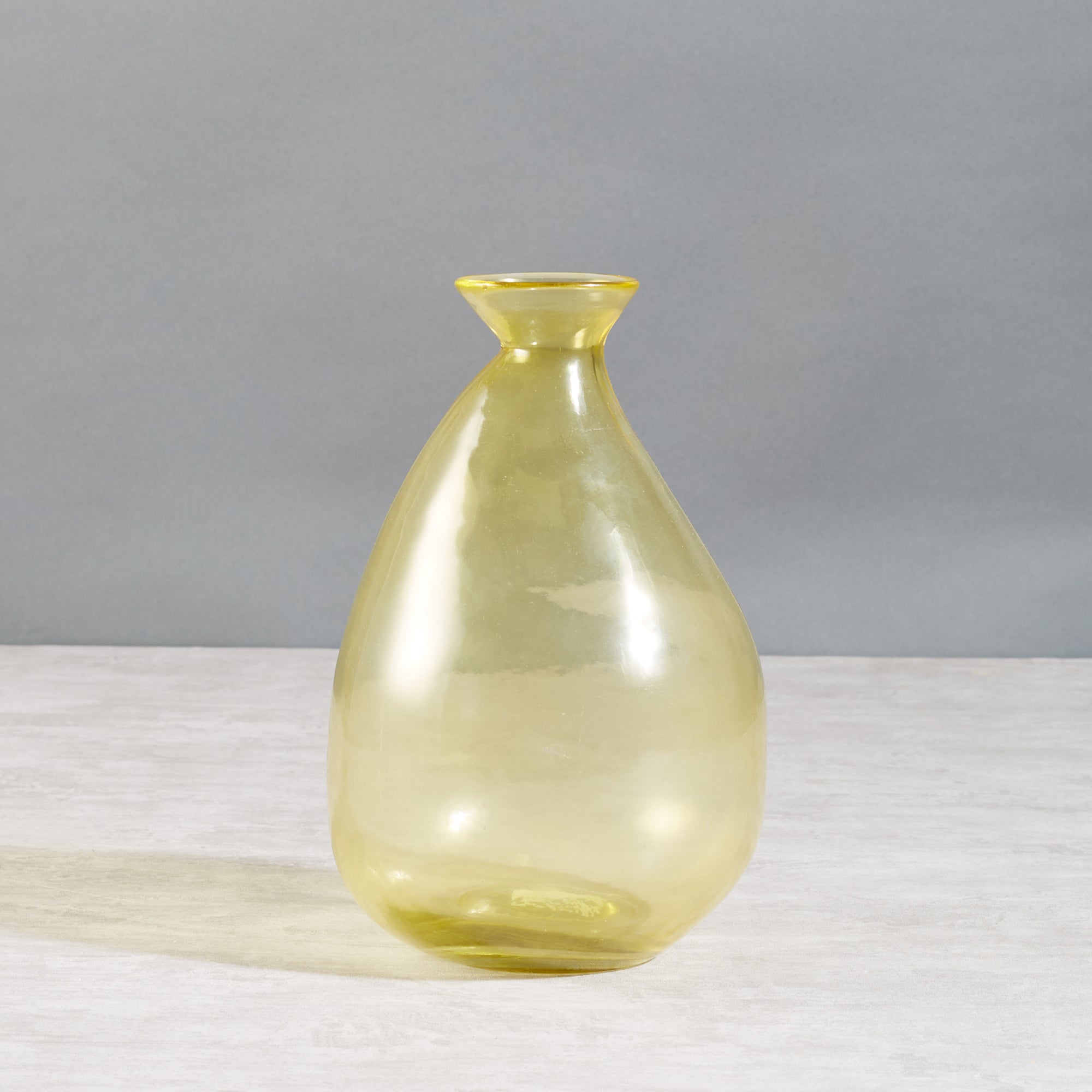 Phiona Glass Modern Organic Shapped Handcrafted 23 Cm Vase in Yellow Colour