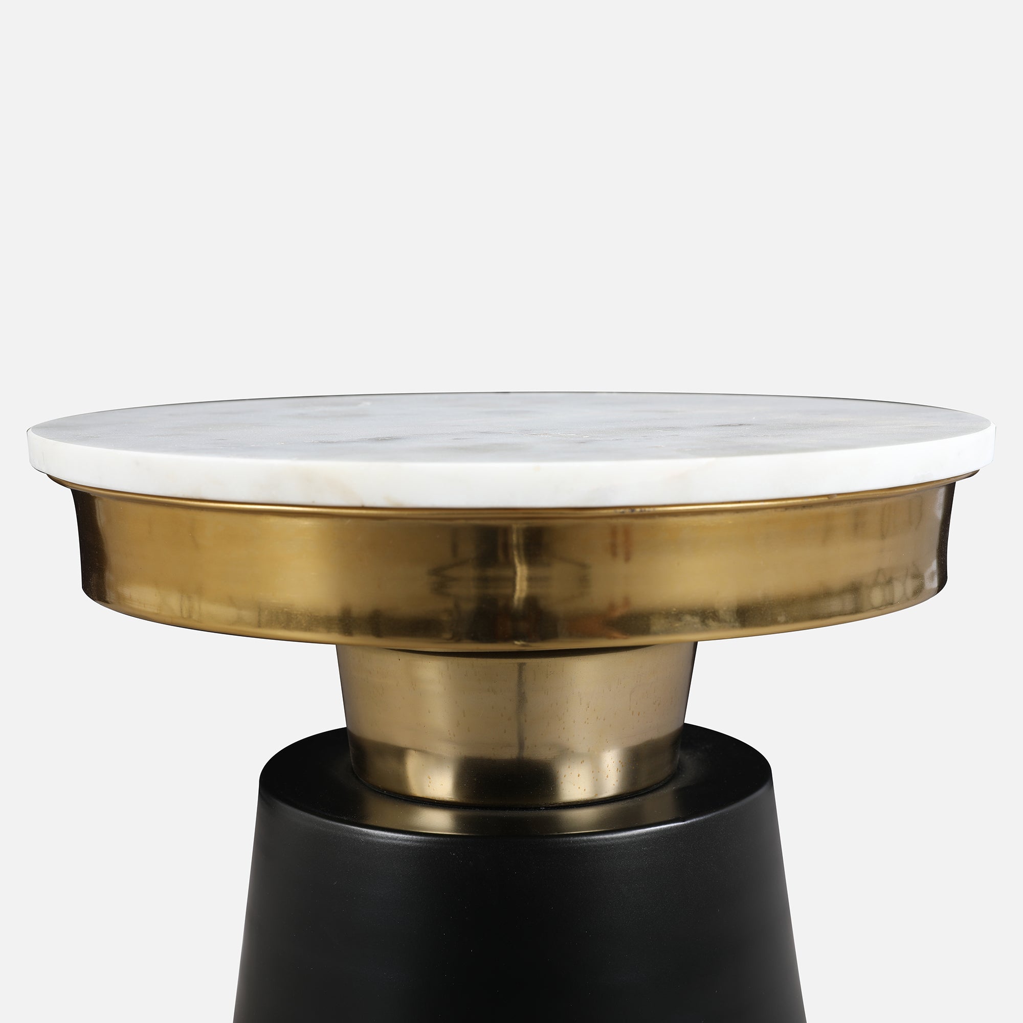 Chelsea Marble & Iron Side Table in White, Black & Gold Colour