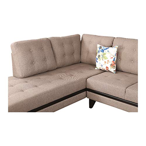 Garcia Fabric 5 Seater Sofa with Right Hand Side Lounger in Brown Colour
