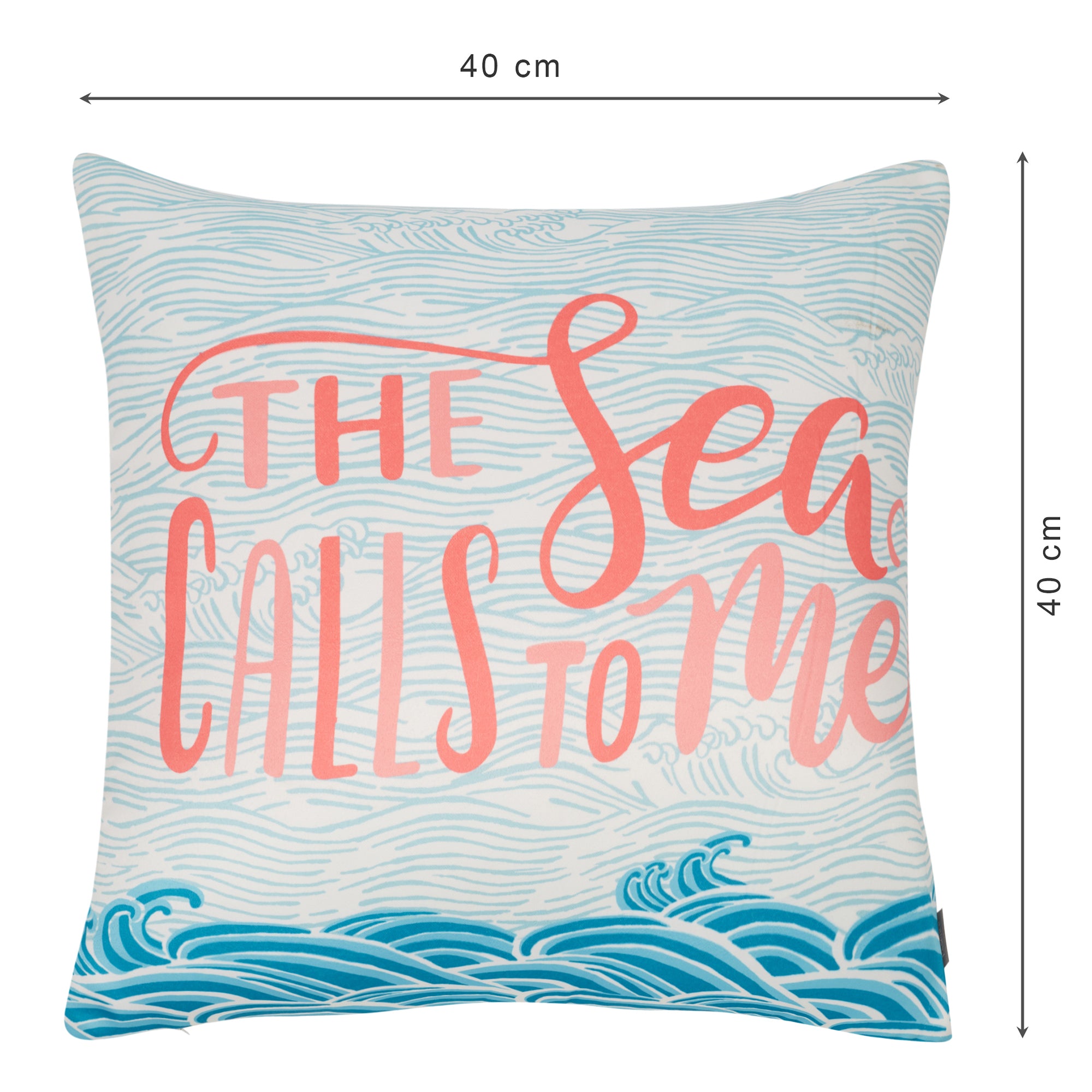Bahamas Satin Digital Printed Cushion Cover 40x40 Cm in Aqua Colour