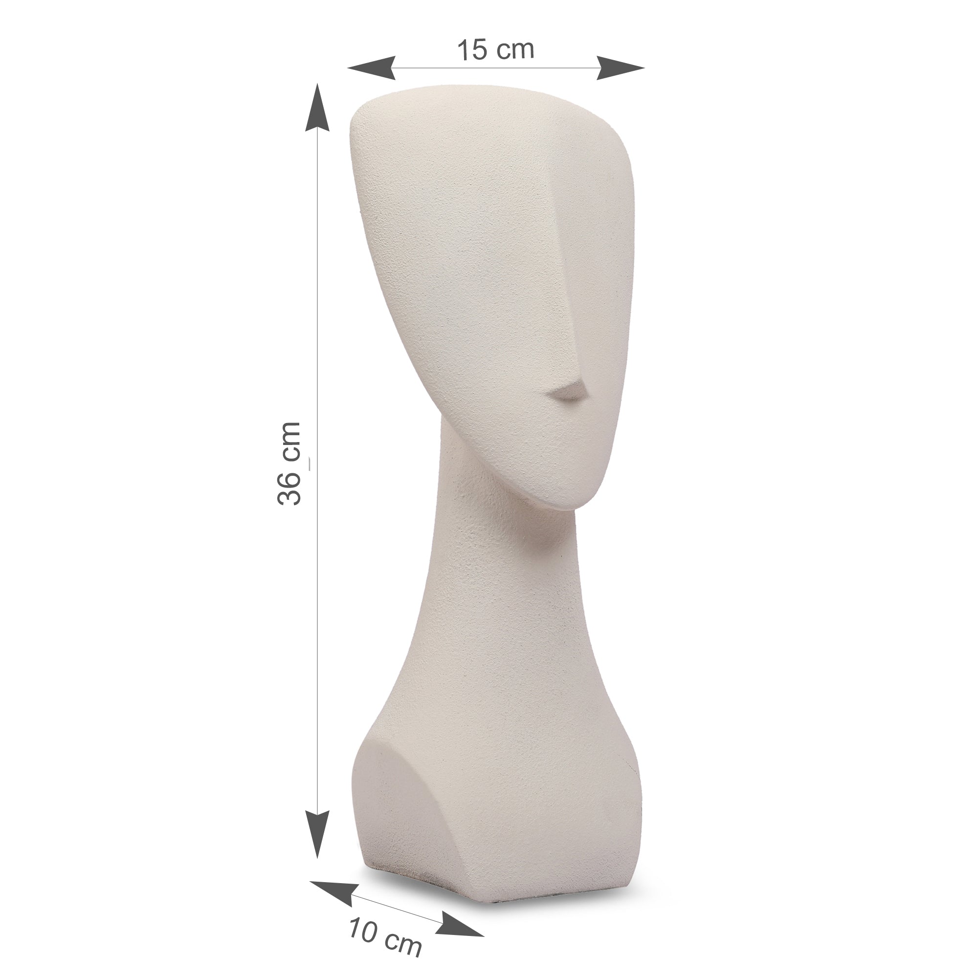 Miraya Modern Textured Face Polyresin Hand Finished Figurine Ivory 37cm by Living Essence