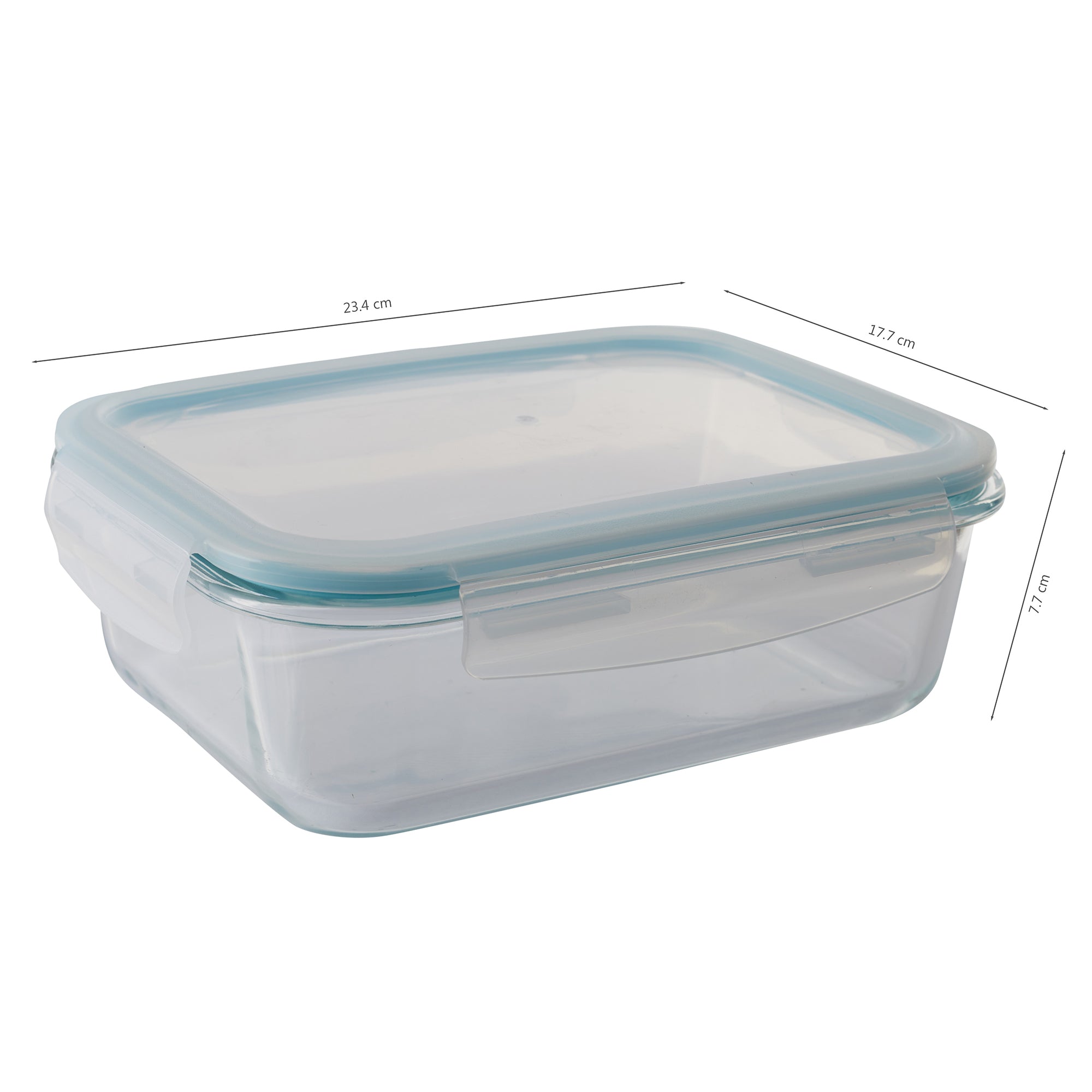 Robust Glass Rectangle Container with PP Lid 1520ML in Transparent Colour