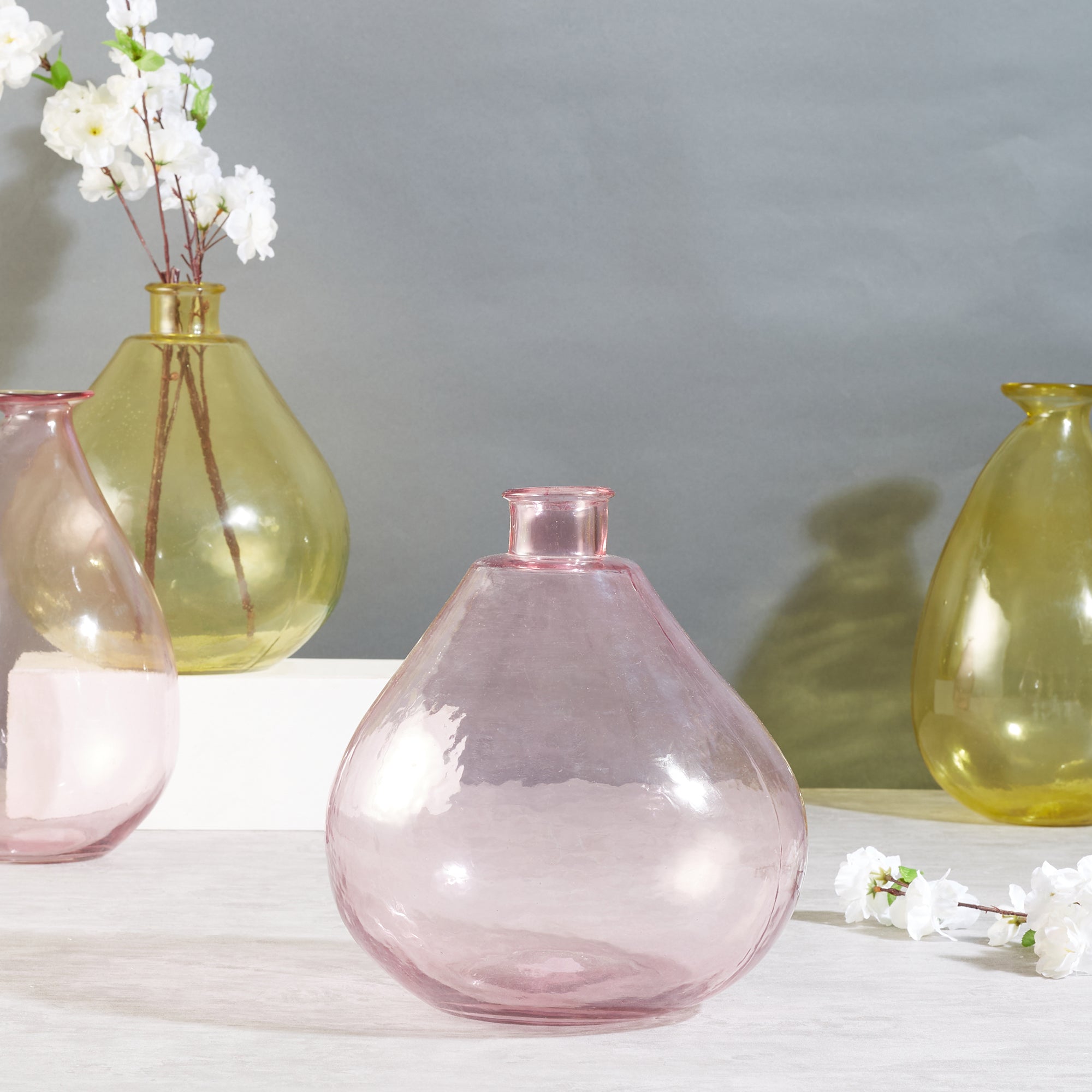Phiona Glass Modern Organic Shapped Handcrafted Vase 32 Cm in Blush Colour