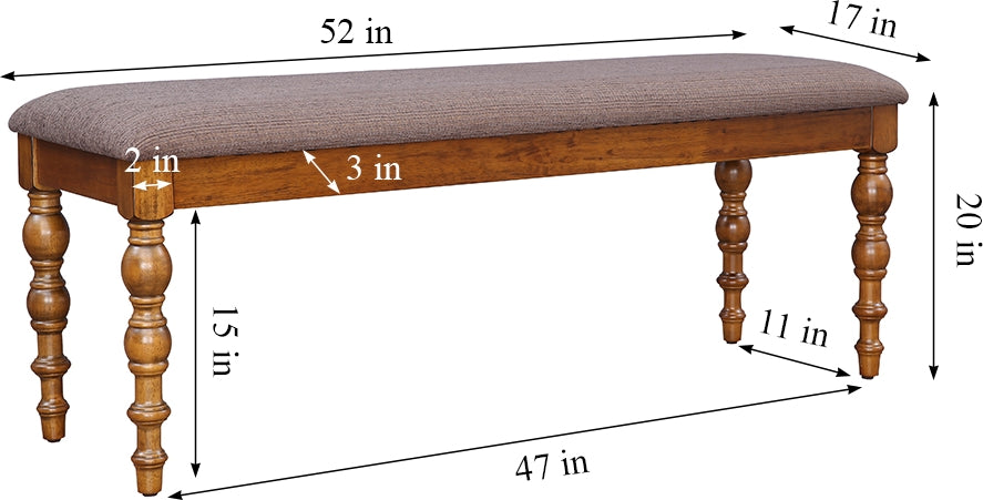 Tobago Solidwood Dining Bench for 6 Seater in Antique Walnut Colour