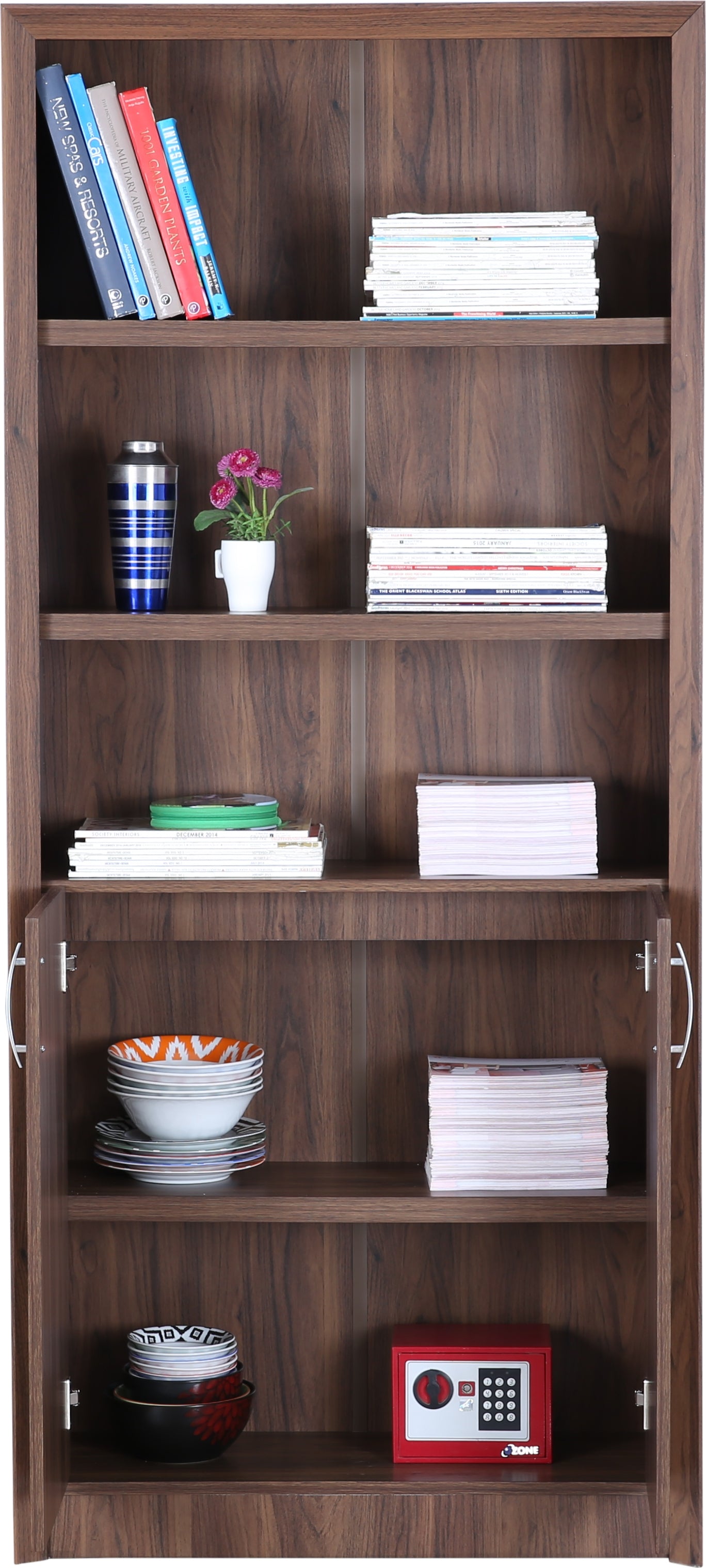 Stark Engineered Wood Open Book Case in Walnut Colour