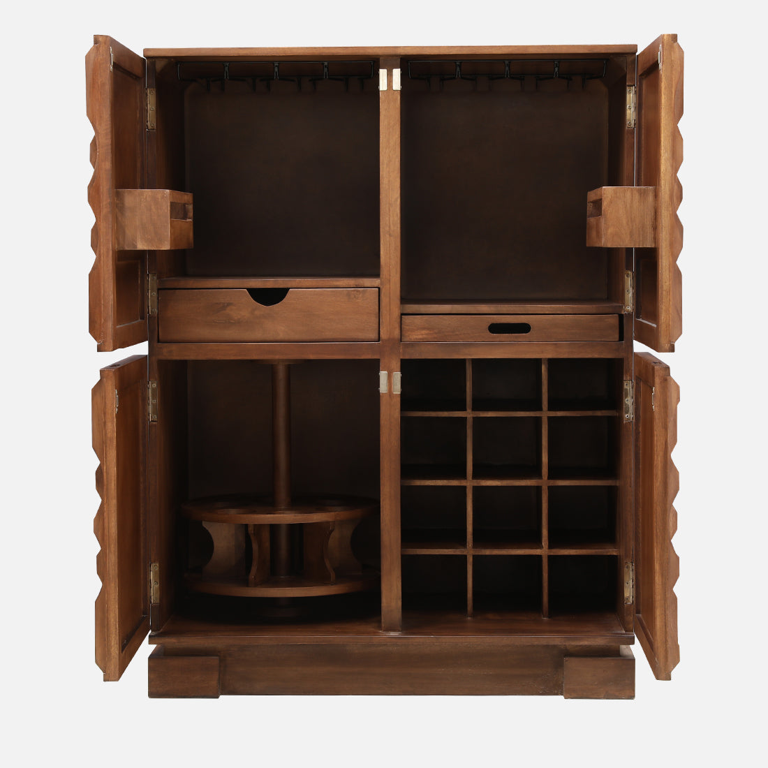 Isak Solidwood Bar Unit in Walnut Colour