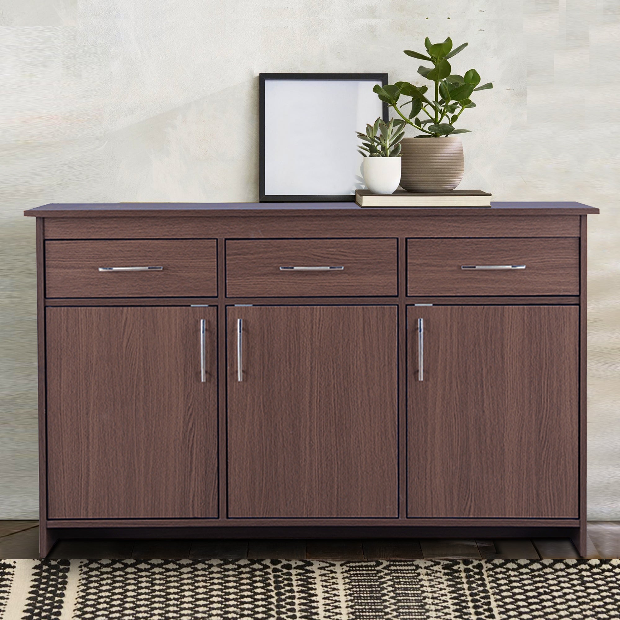 Albert Engineered Wood 3 Door Cabinet in Oak Colour
