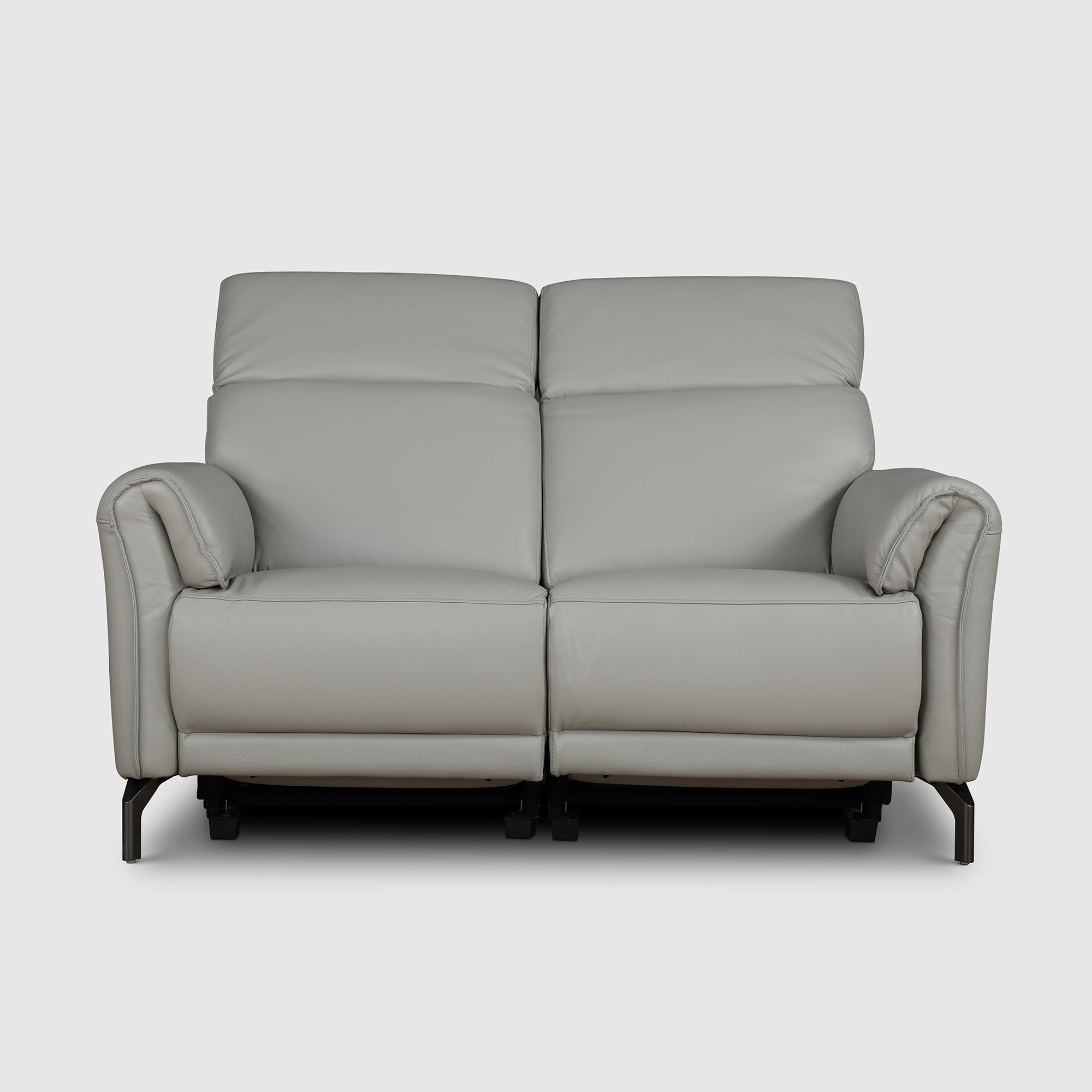 Emilia Half Leather Two Seater Electric Recliner in Light Grey Colour