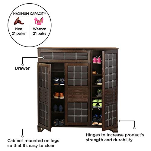 Clayton Engineered Wood Shoe Rack in Wenge Colour