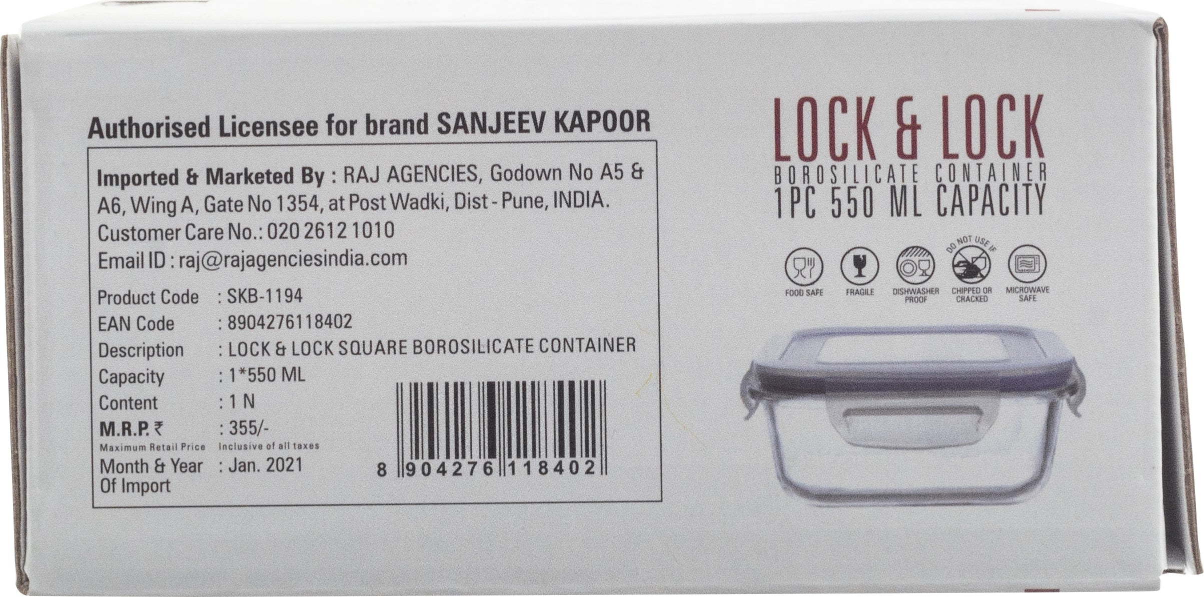 Lock & Lock Glass Square Container 600 Ml by Sanjeev Kapoor