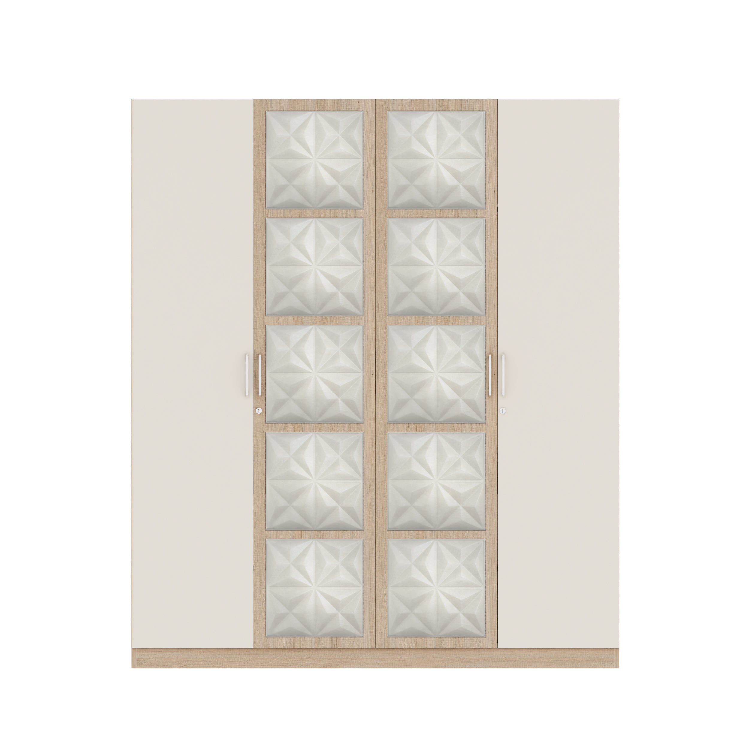 Jordan Four Door Wardrobe in Sonam Oak & White Colour