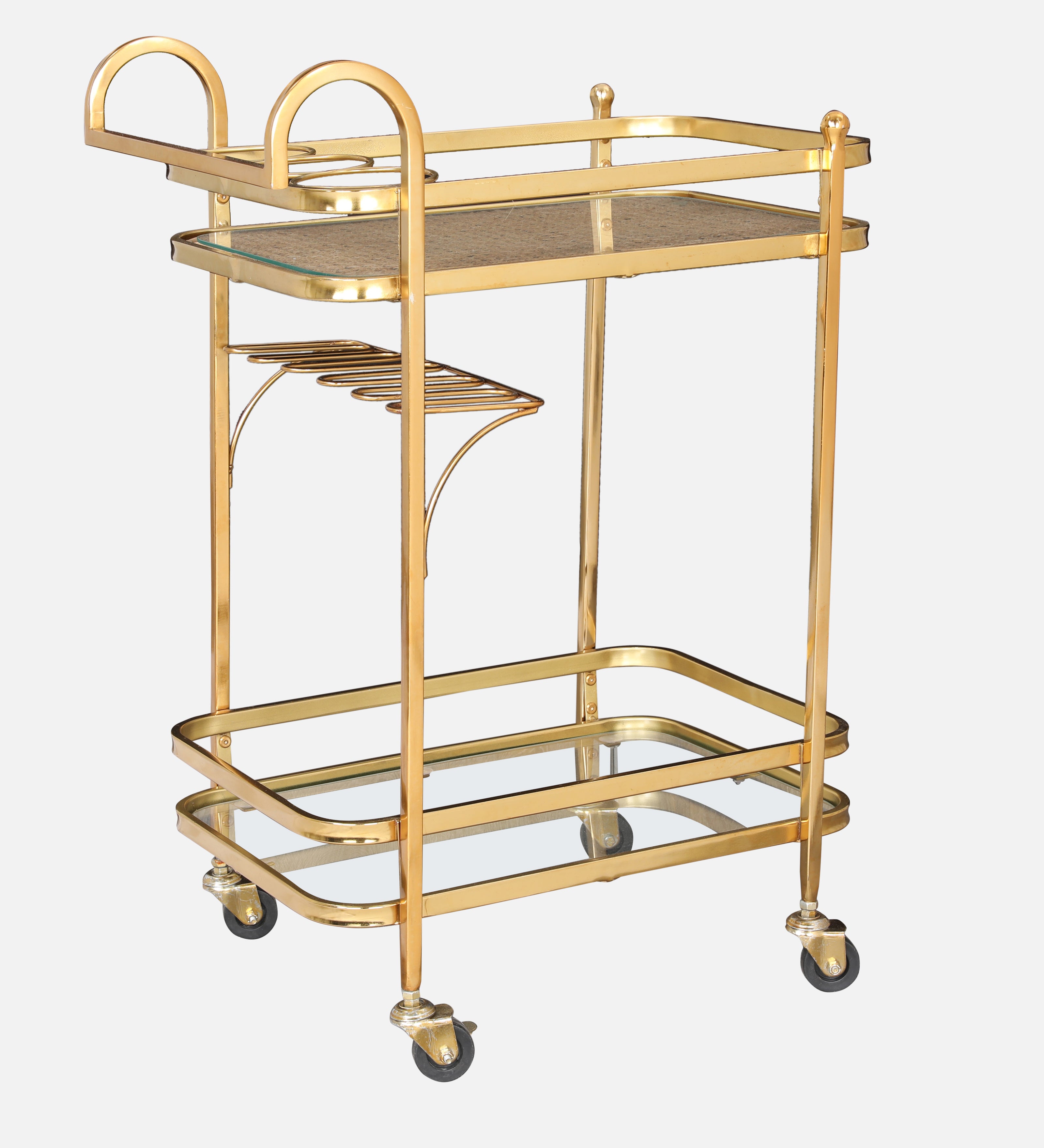 Alpen Metal Serving Trolley in Gold Colour